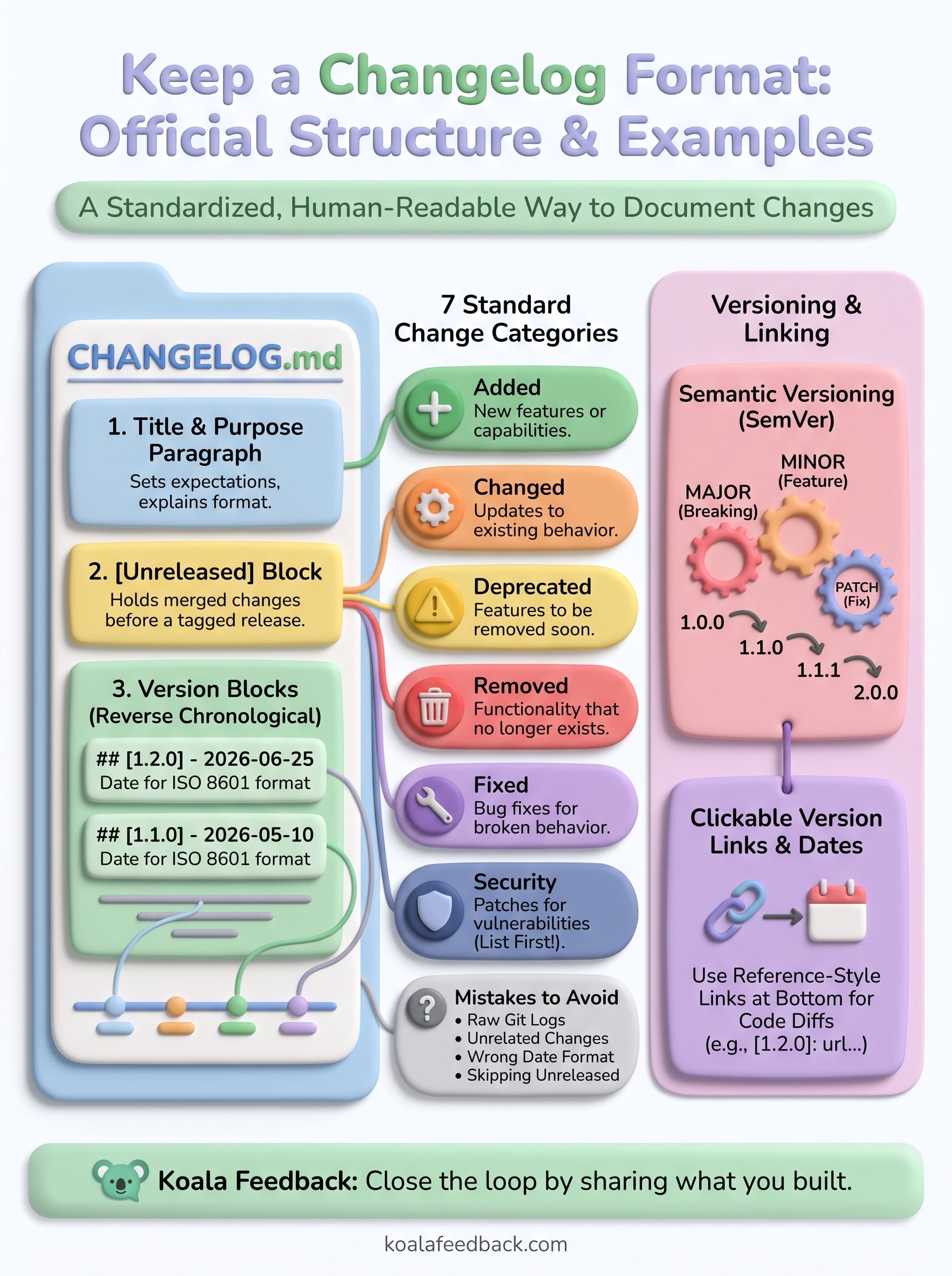 keep a changelog format infographic