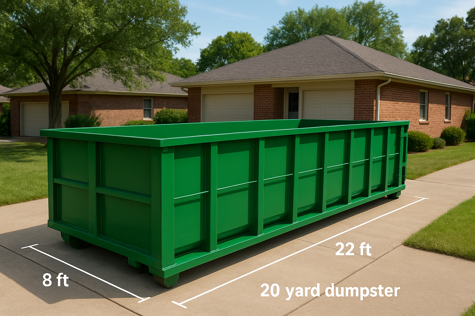 20 yard dumpster dimensions in feet