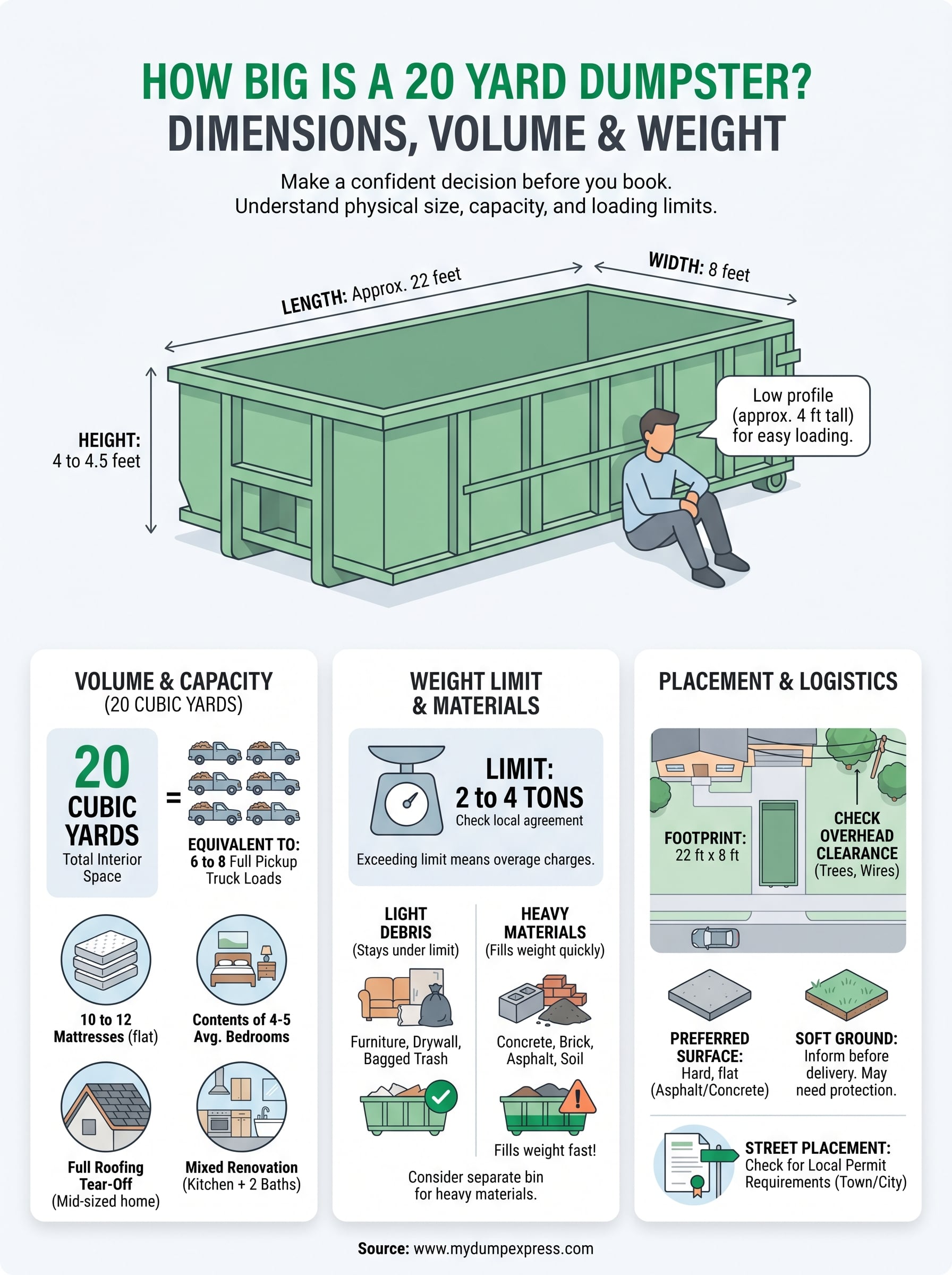 how big is a 20 yard dumpster infographic