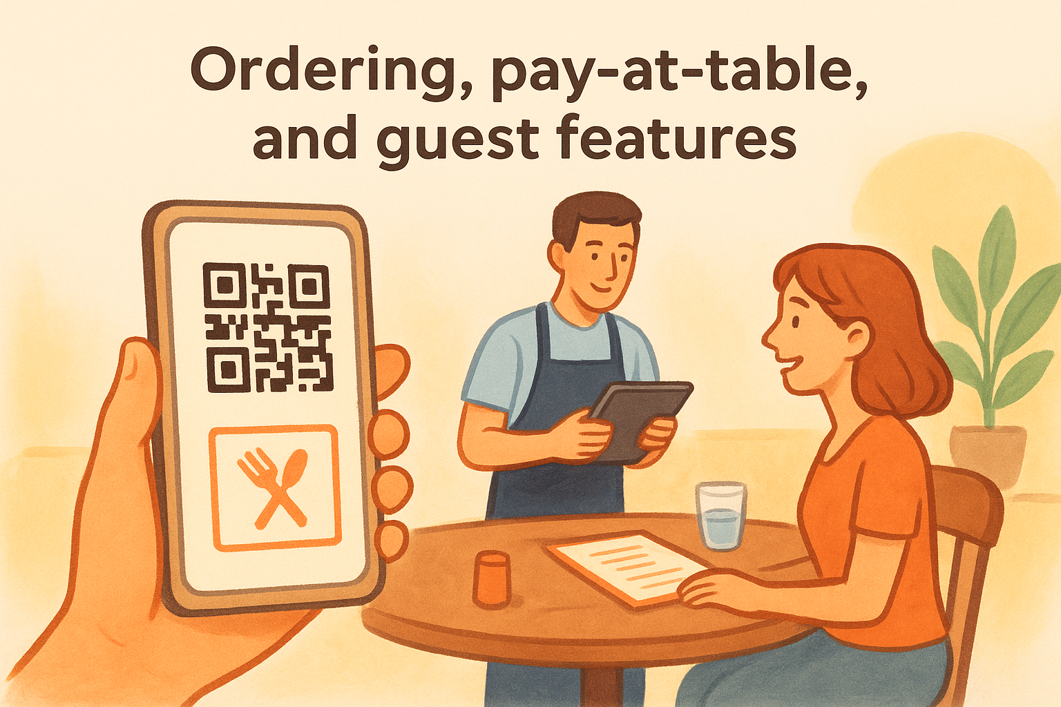 Ordering, pay-at-table, and guest features