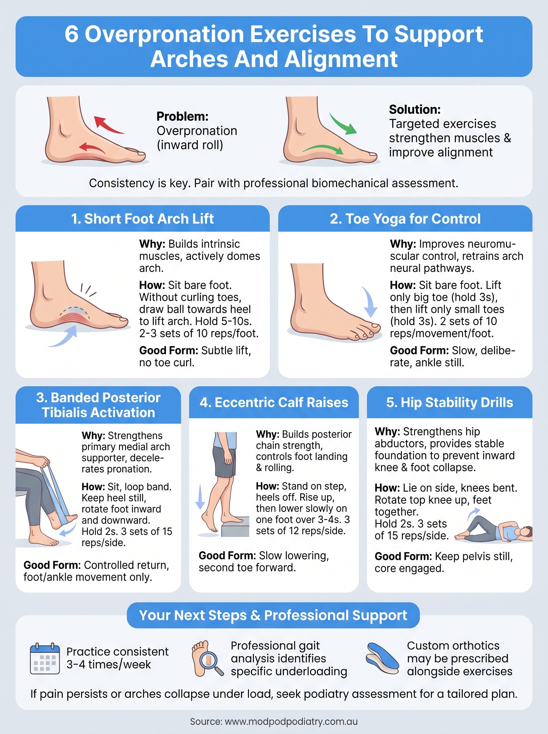 overpronation exercises infographic