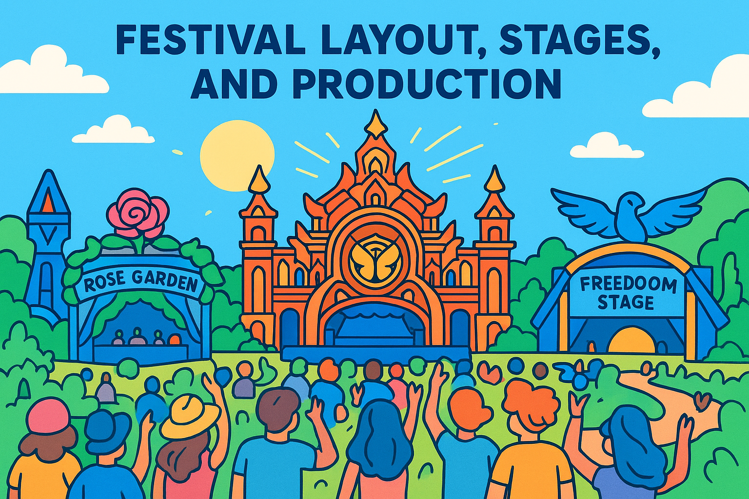 Festival layout, stages, and production