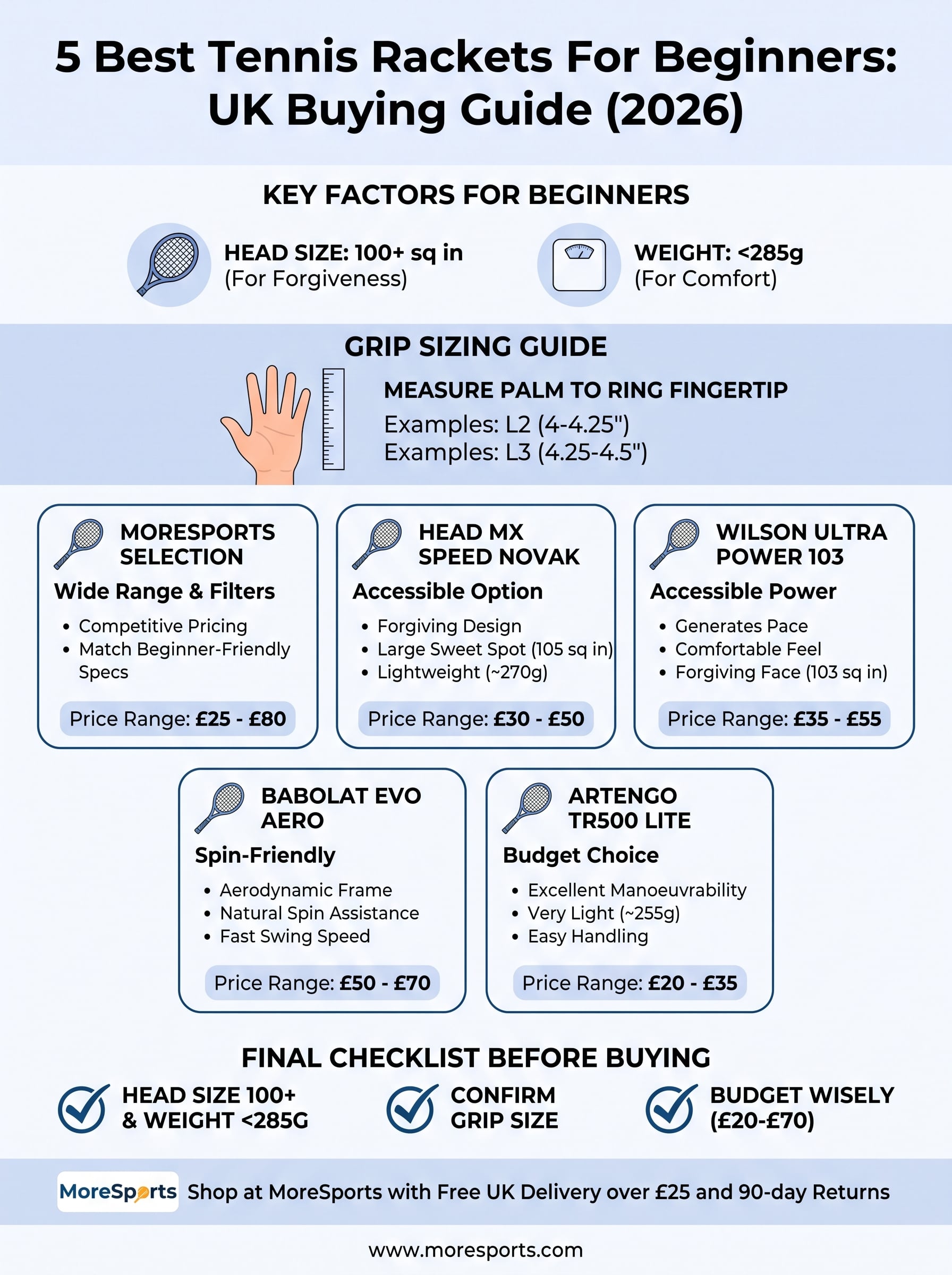 best tennis rackets for beginners infographic