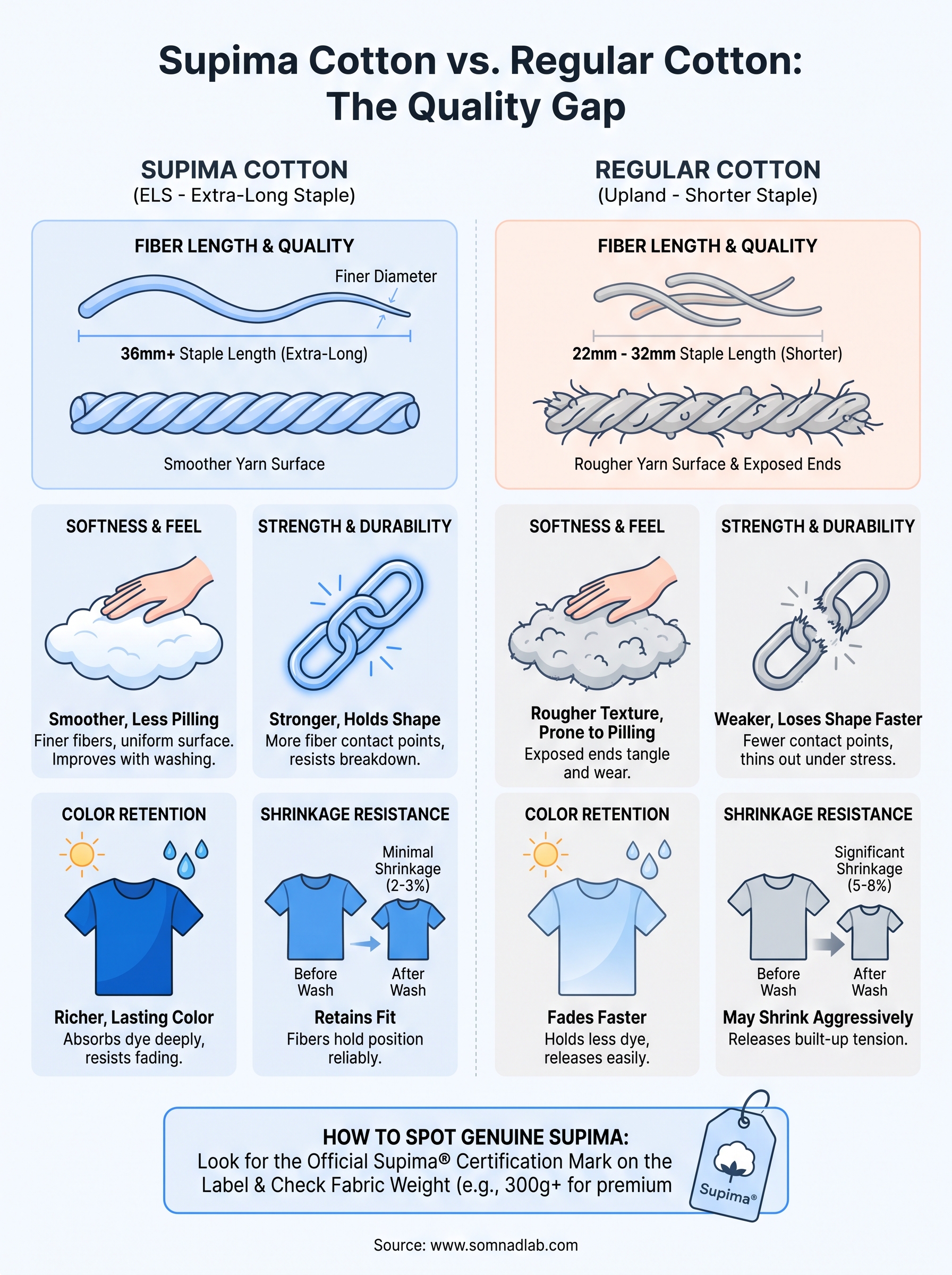 supima cotton vs regular cotton(你已有此文,流量最高,继续强化) infographic