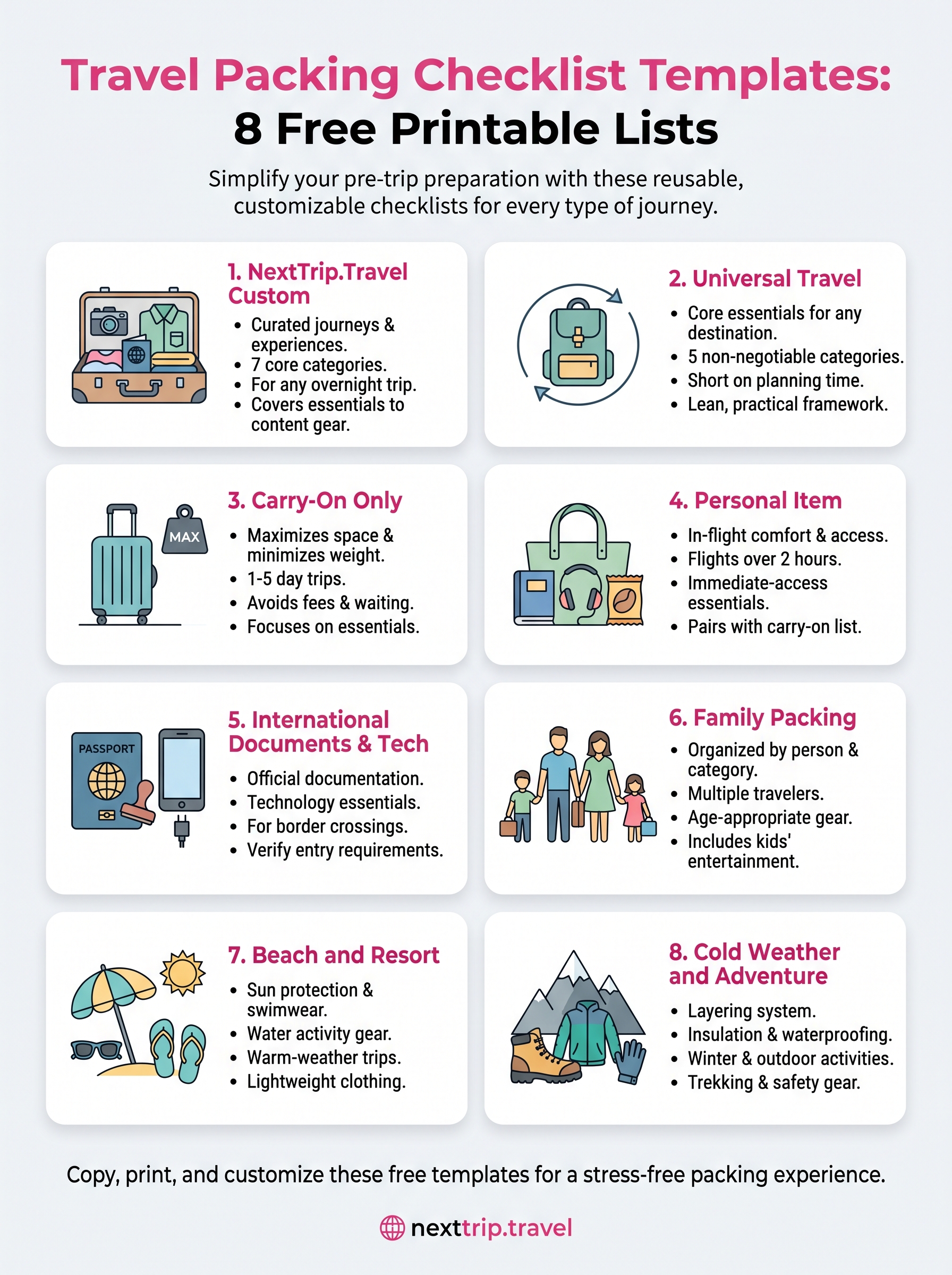 travel packing checklist template infographic