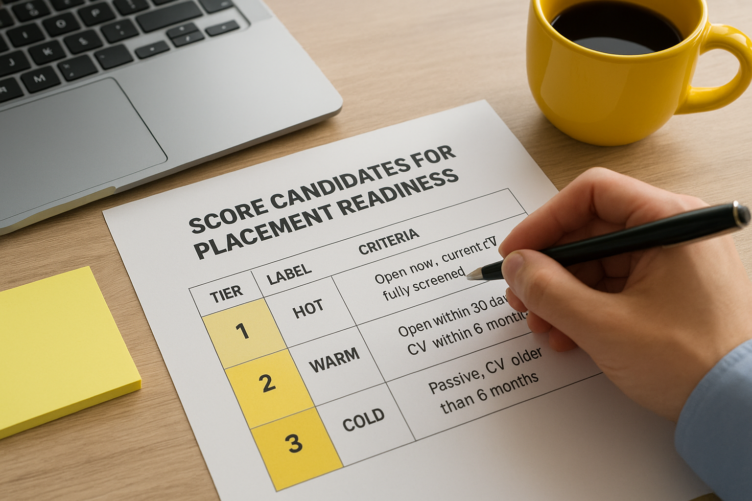 Score candidates for placement readiness