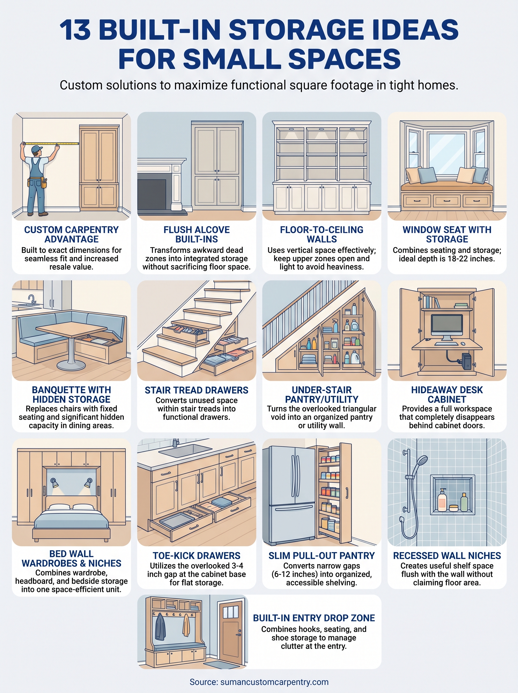 built-in storage for small spaces infographic