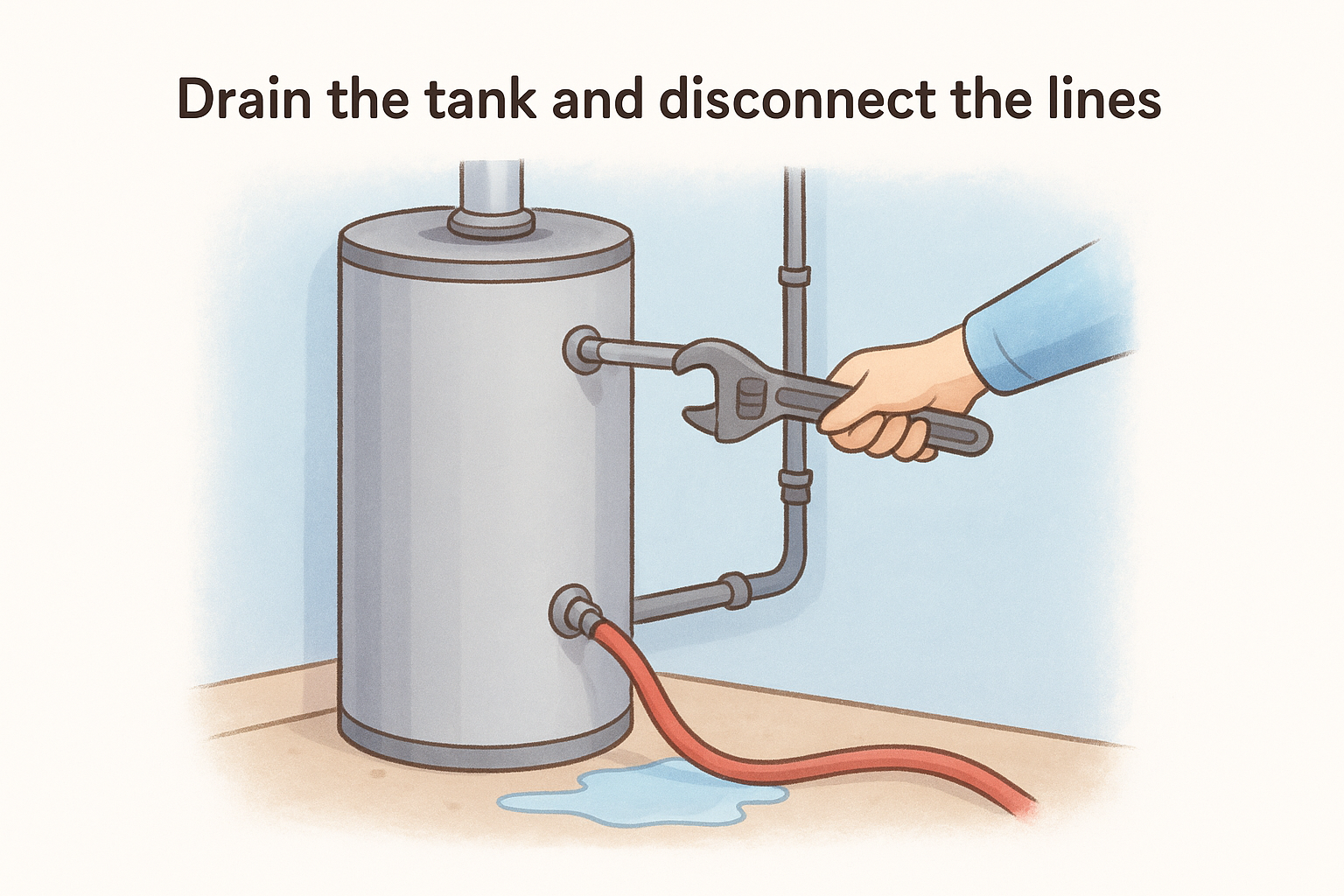 Drain the tank and disconnect the lines