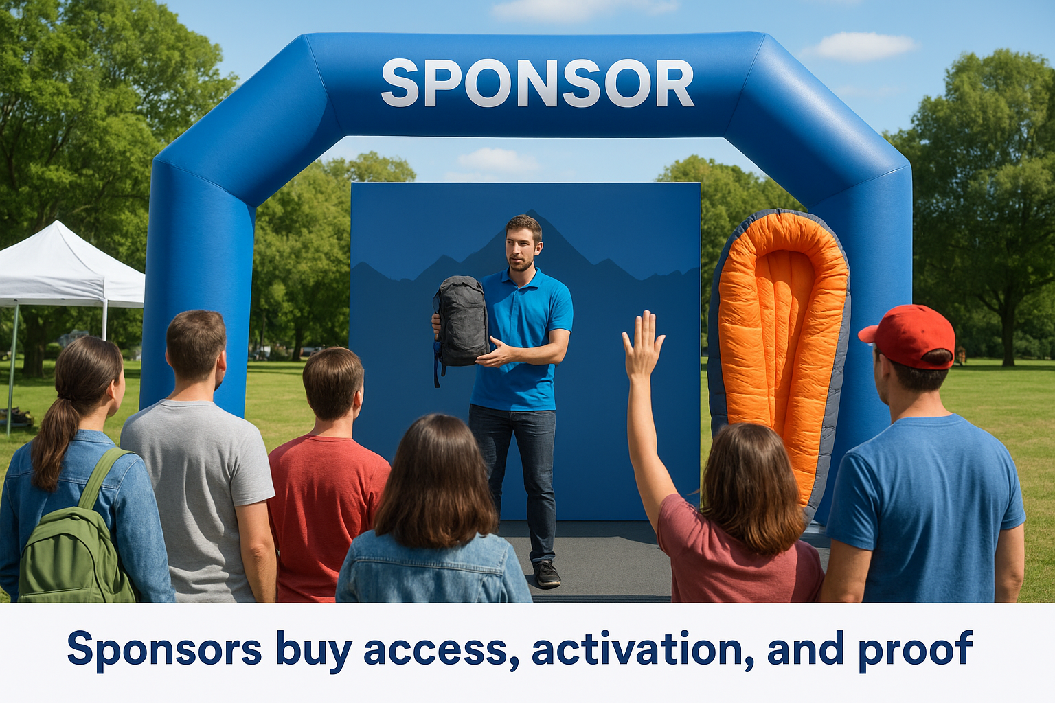 Sponsors buy access, activation, and proof