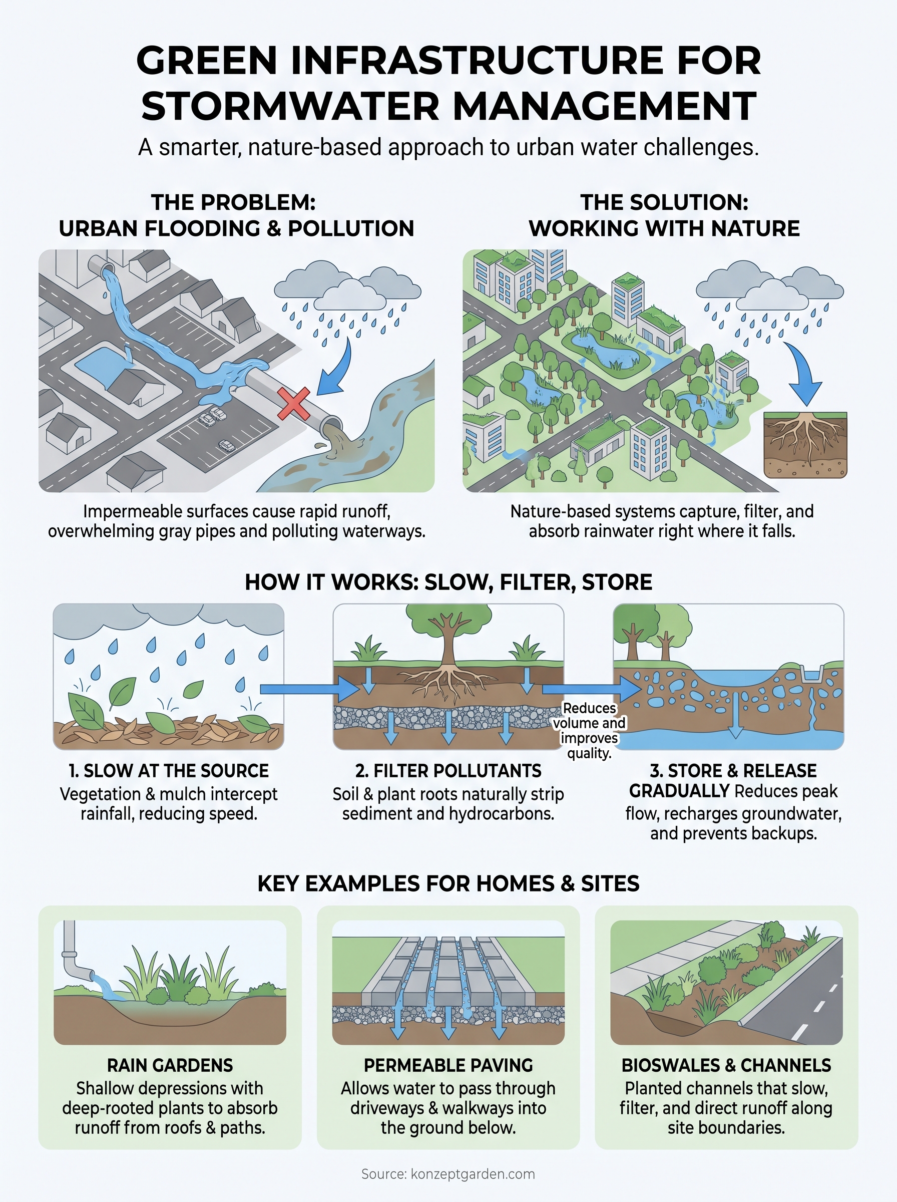 green infrastructure for stormwater management infographic