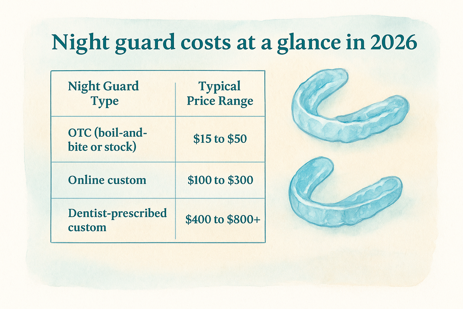 Night guard costs at a glance in 2026