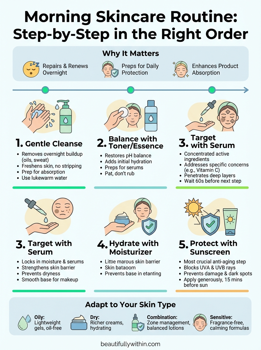 morning skincare routine infographic
