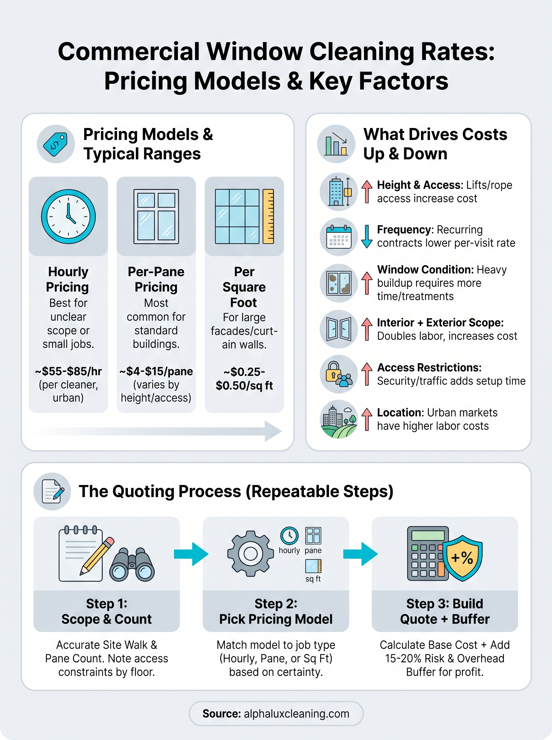 commercial window cleaning rates infographic
