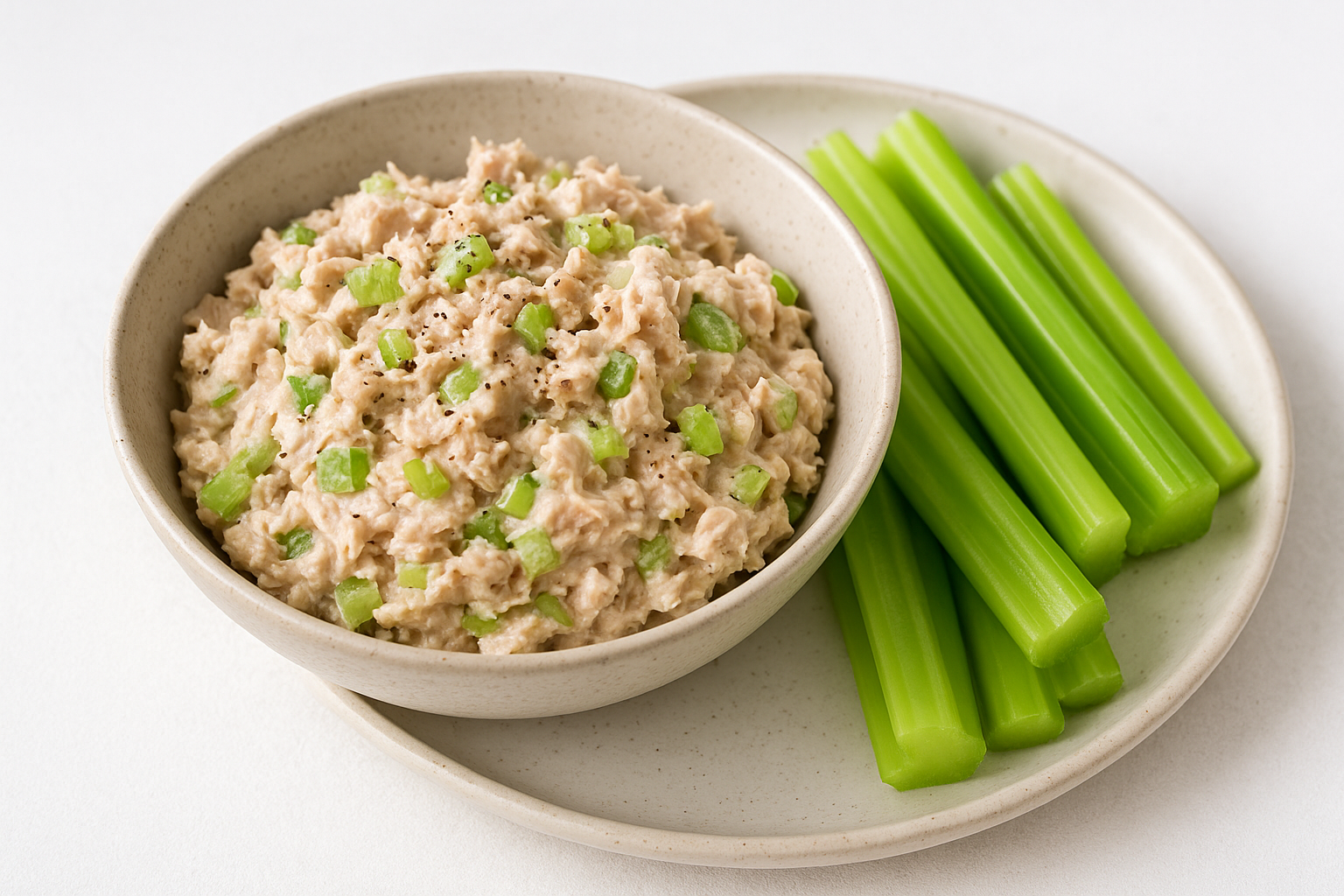 8. Tuna salad with celery sticks
