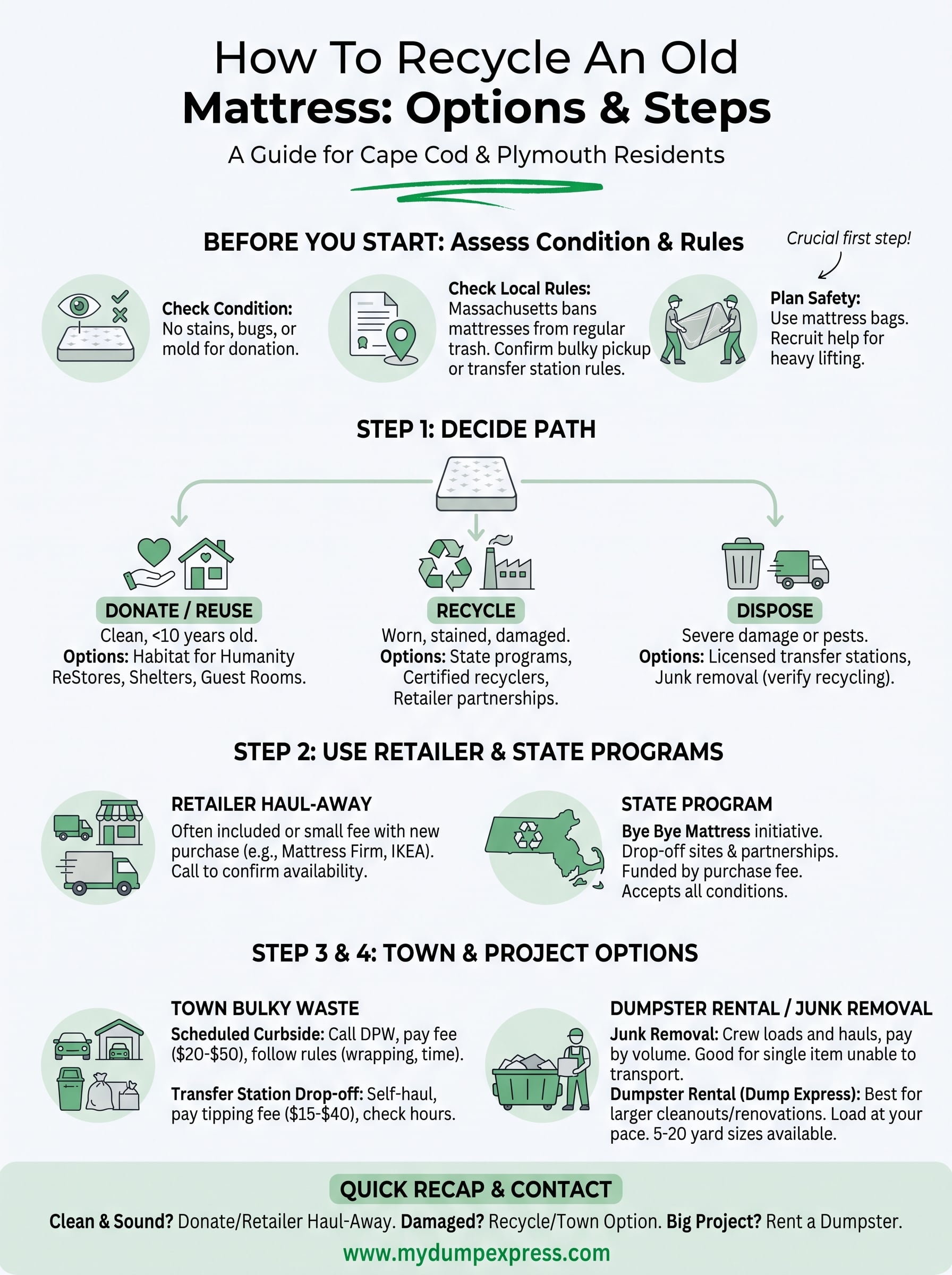 how to recycle an old mattress infographic
