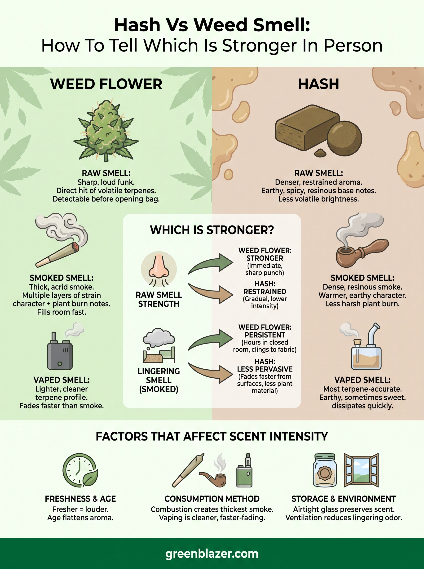 hash vs weed smell infographic
