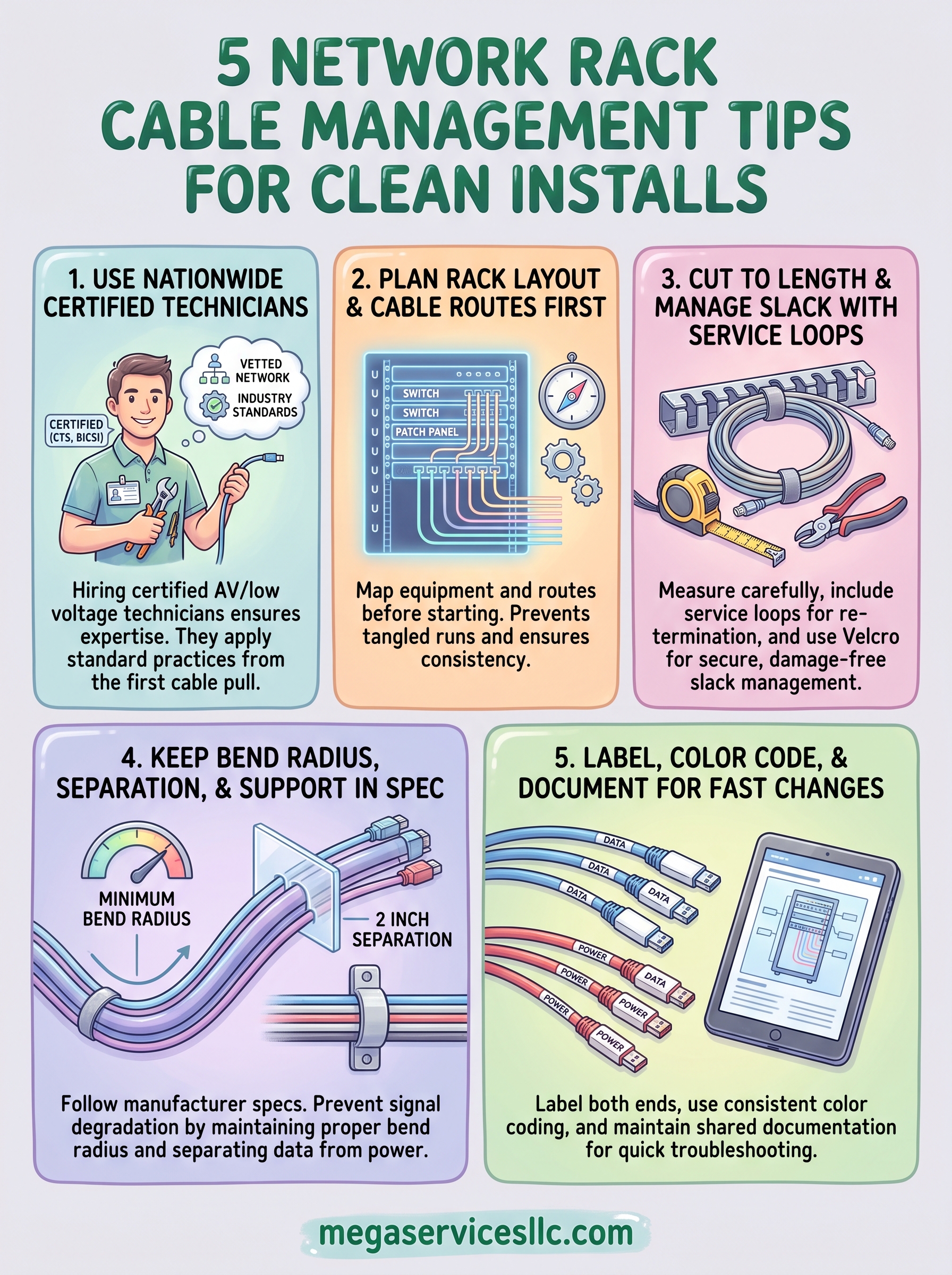 network rack cable management tips infographic