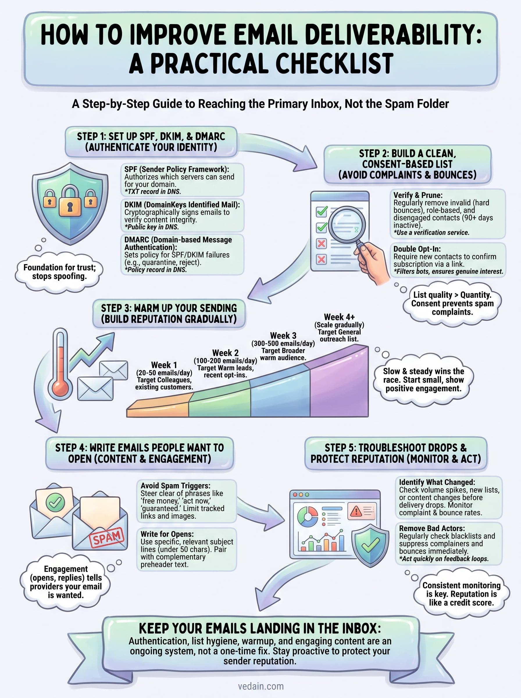 how to improve email deliverability infographic