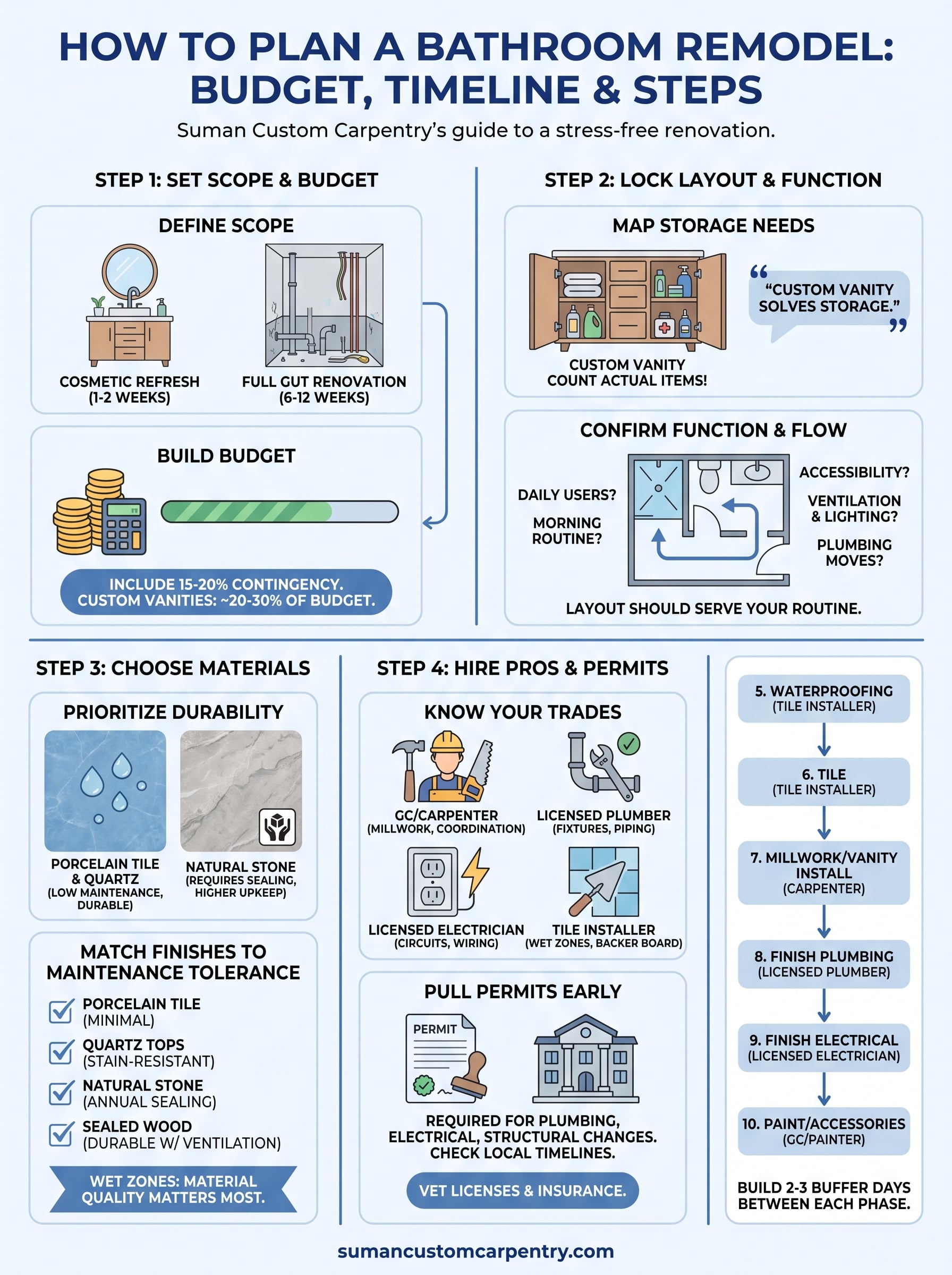 how to plan a bathroom remodel infographic