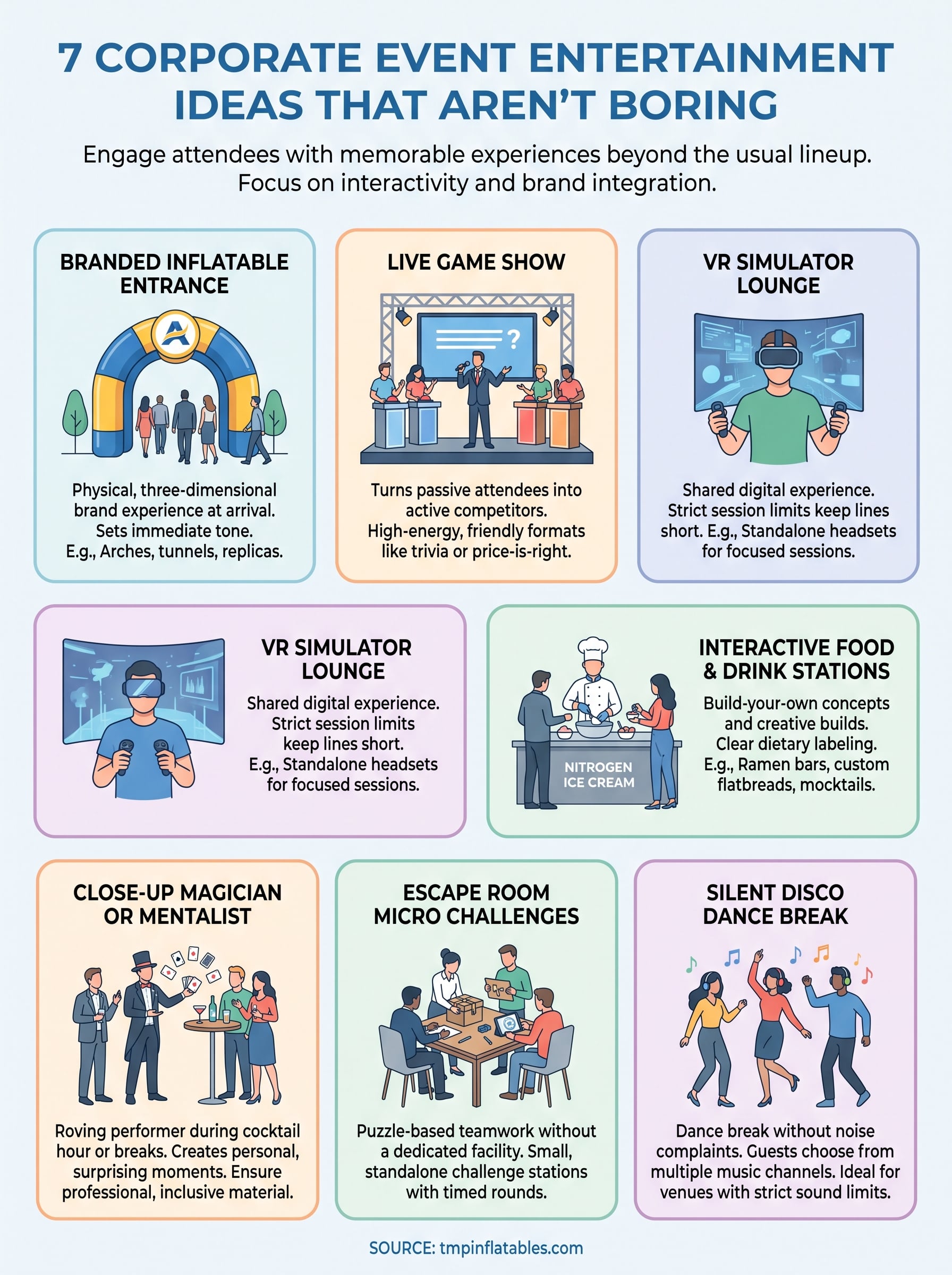 corporate event entertainment ideas infographic