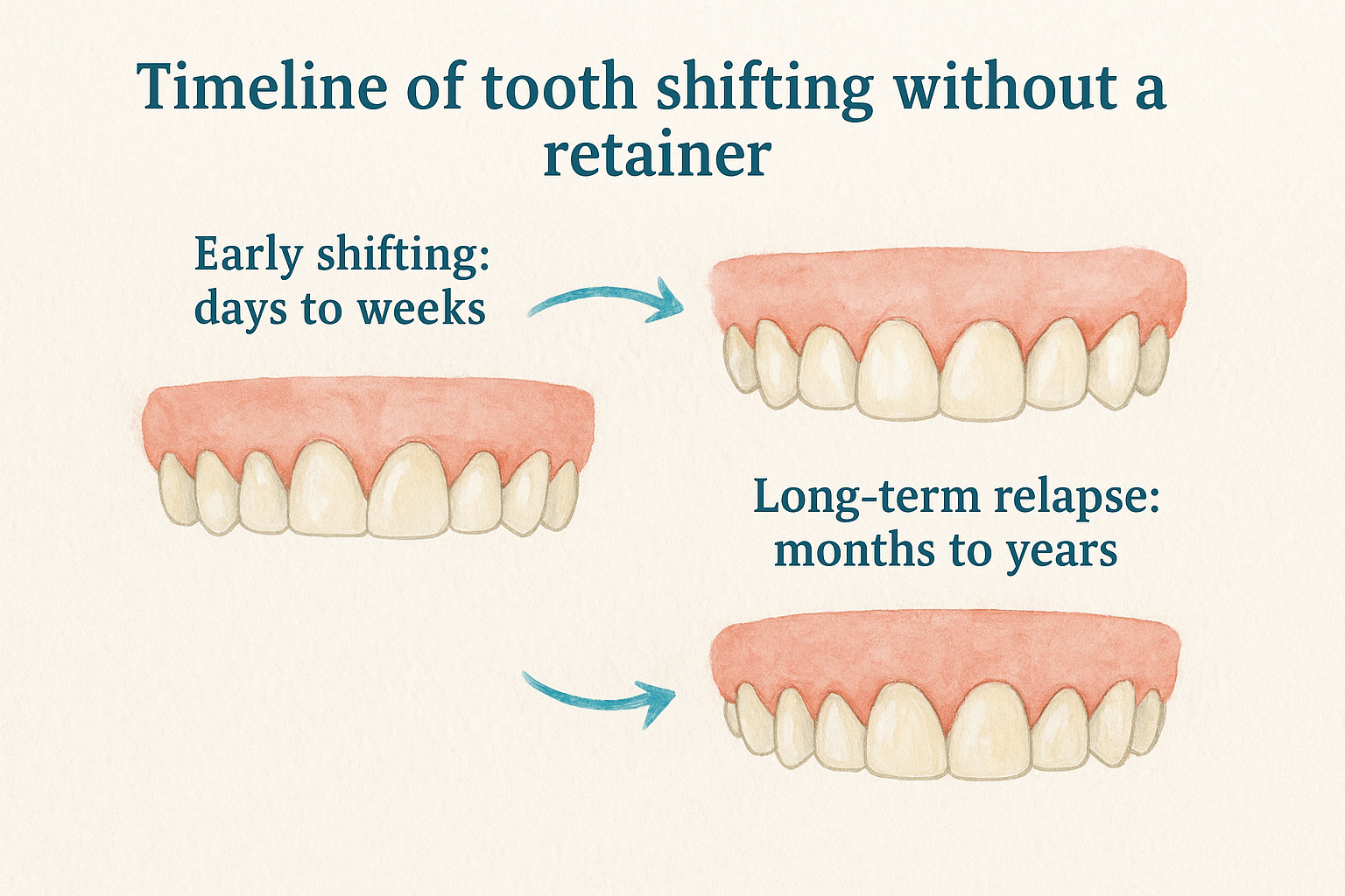 Timeline of tooth shifting without a retainer
