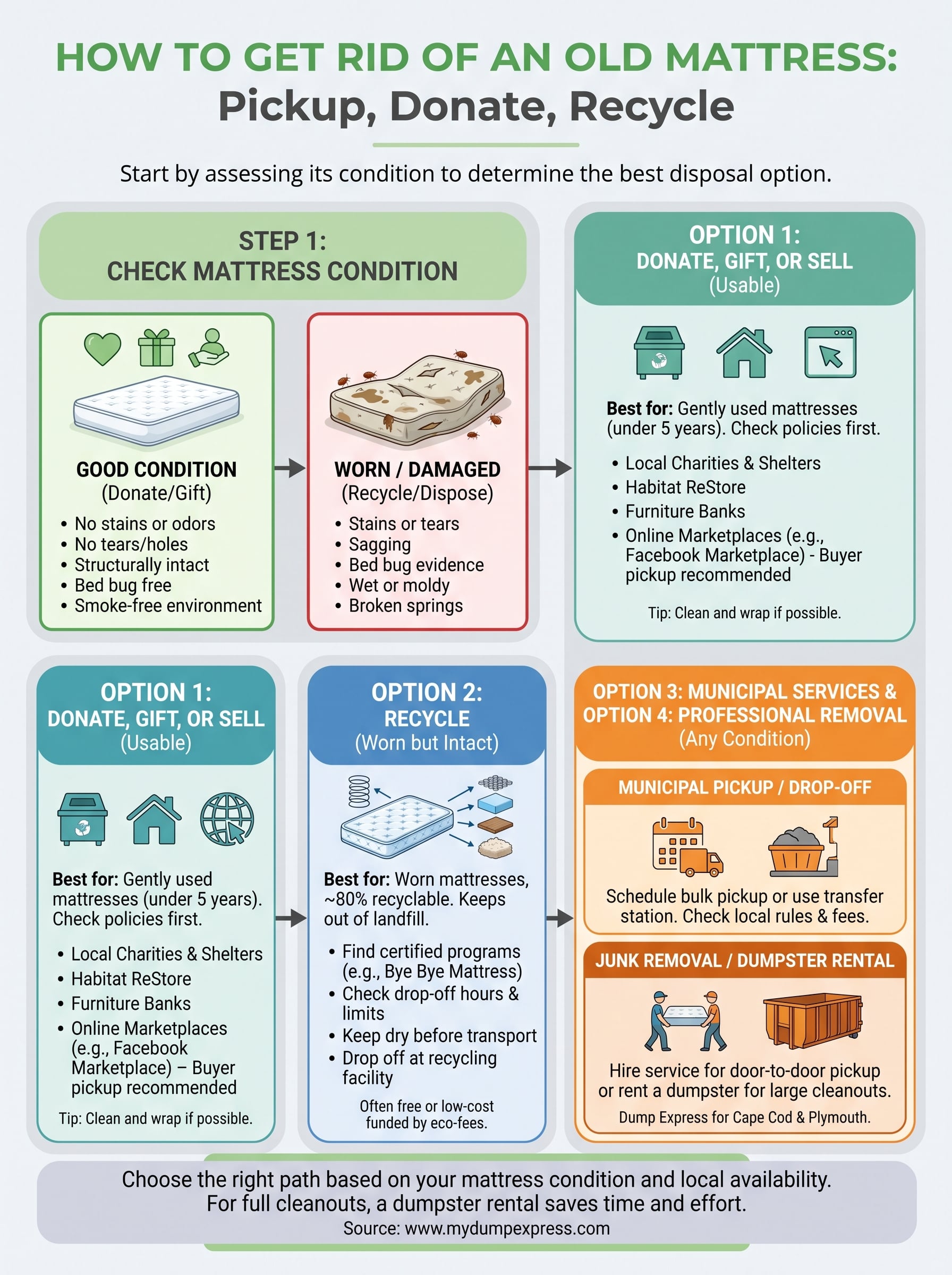 how to get rid of old mattress infographic