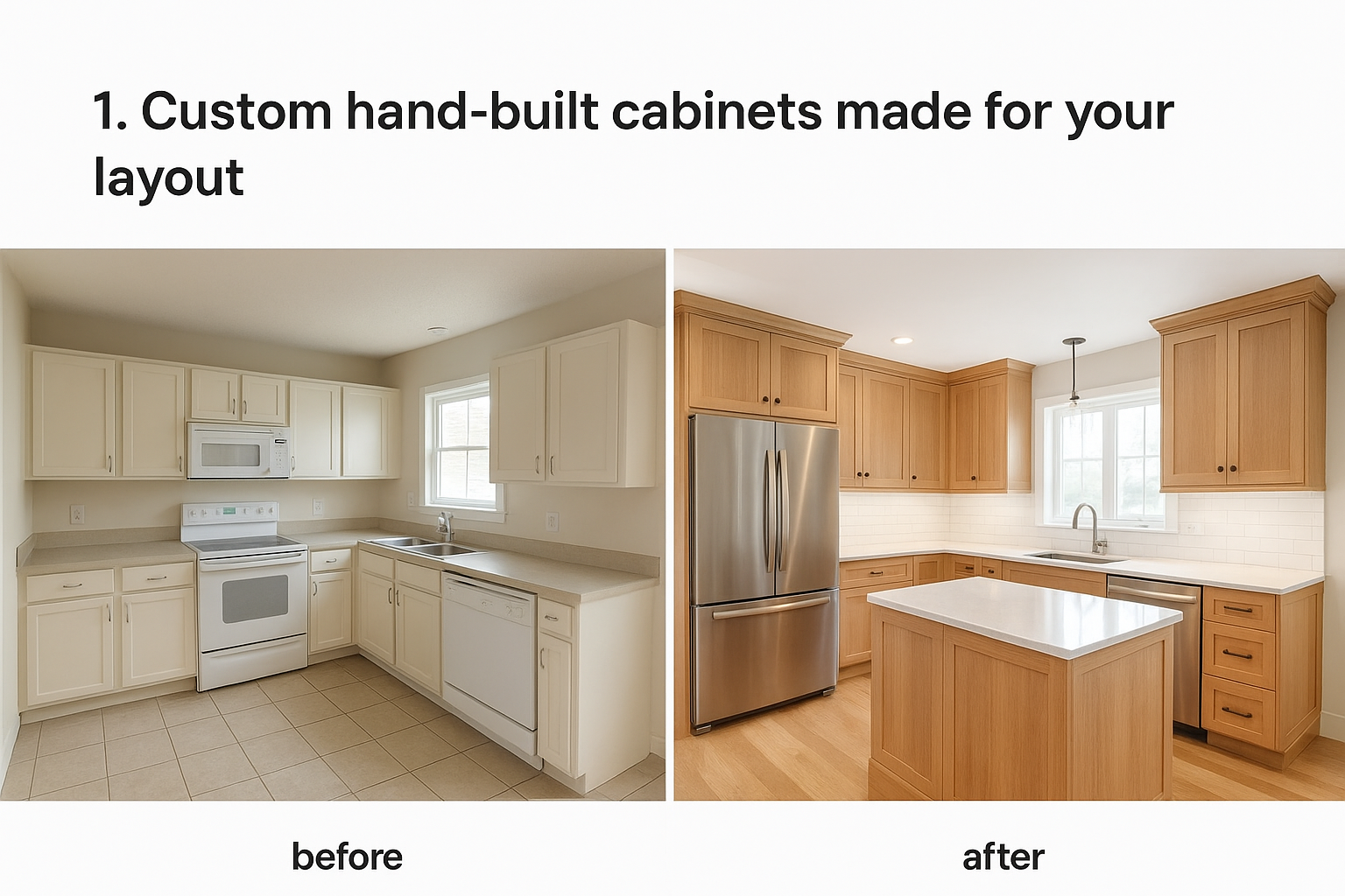 1. Custom hand-built cabinets made for your layout