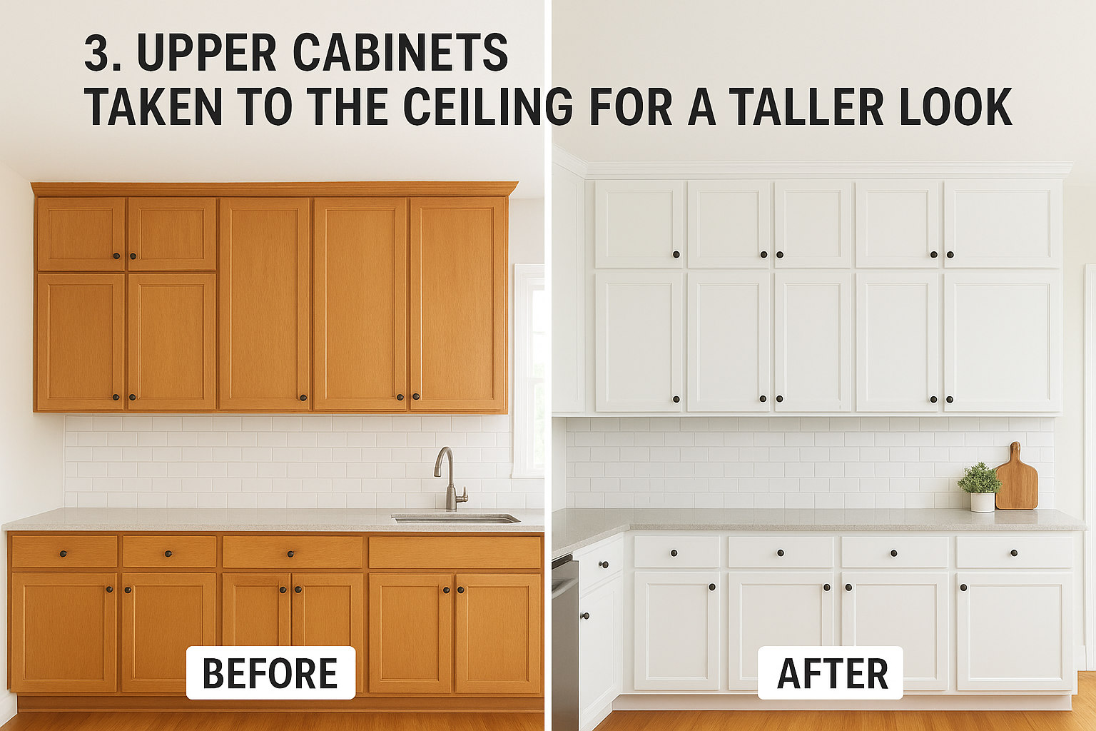 3. Upper cabinets taken to the ceiling for a taller look