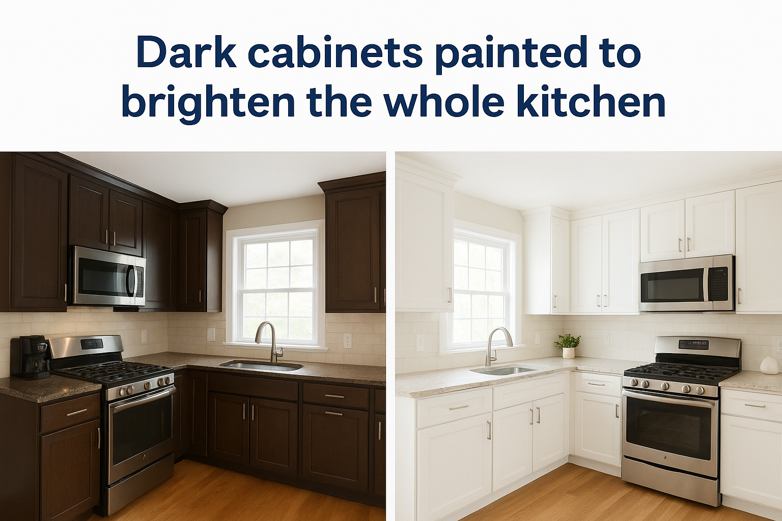 5. Dark cabinets painted to brighten the whole kitchen