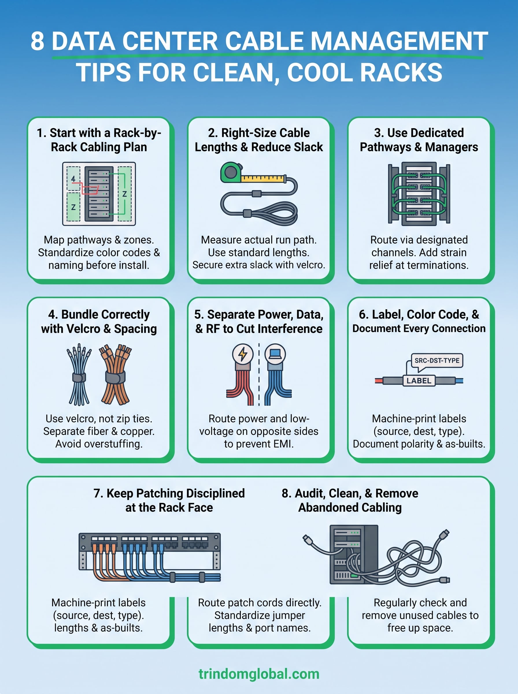 data center cable management tips infographic