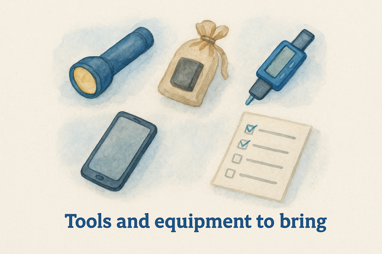 Tools and equipment to bring