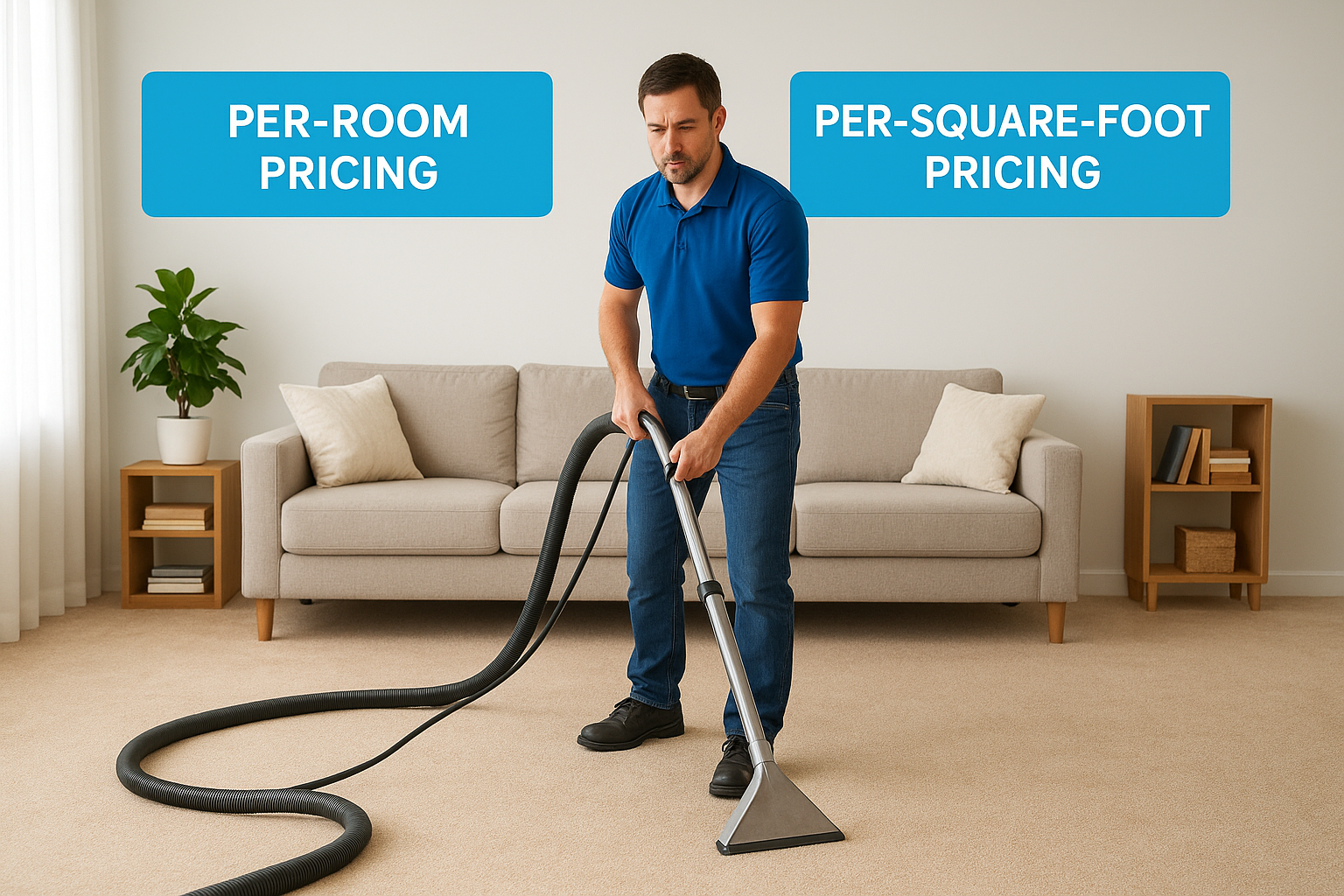 How carpet cleaners price jobs by room vs sq ft