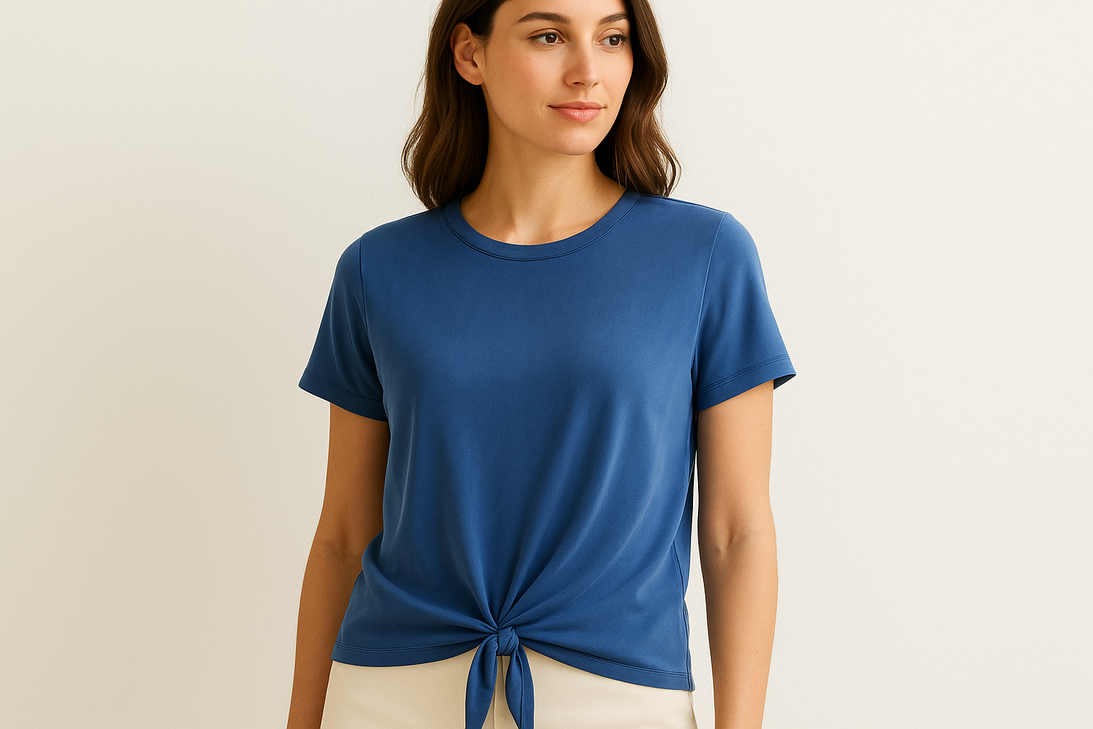5. Bella Bliss tie accent cupro T-shirt