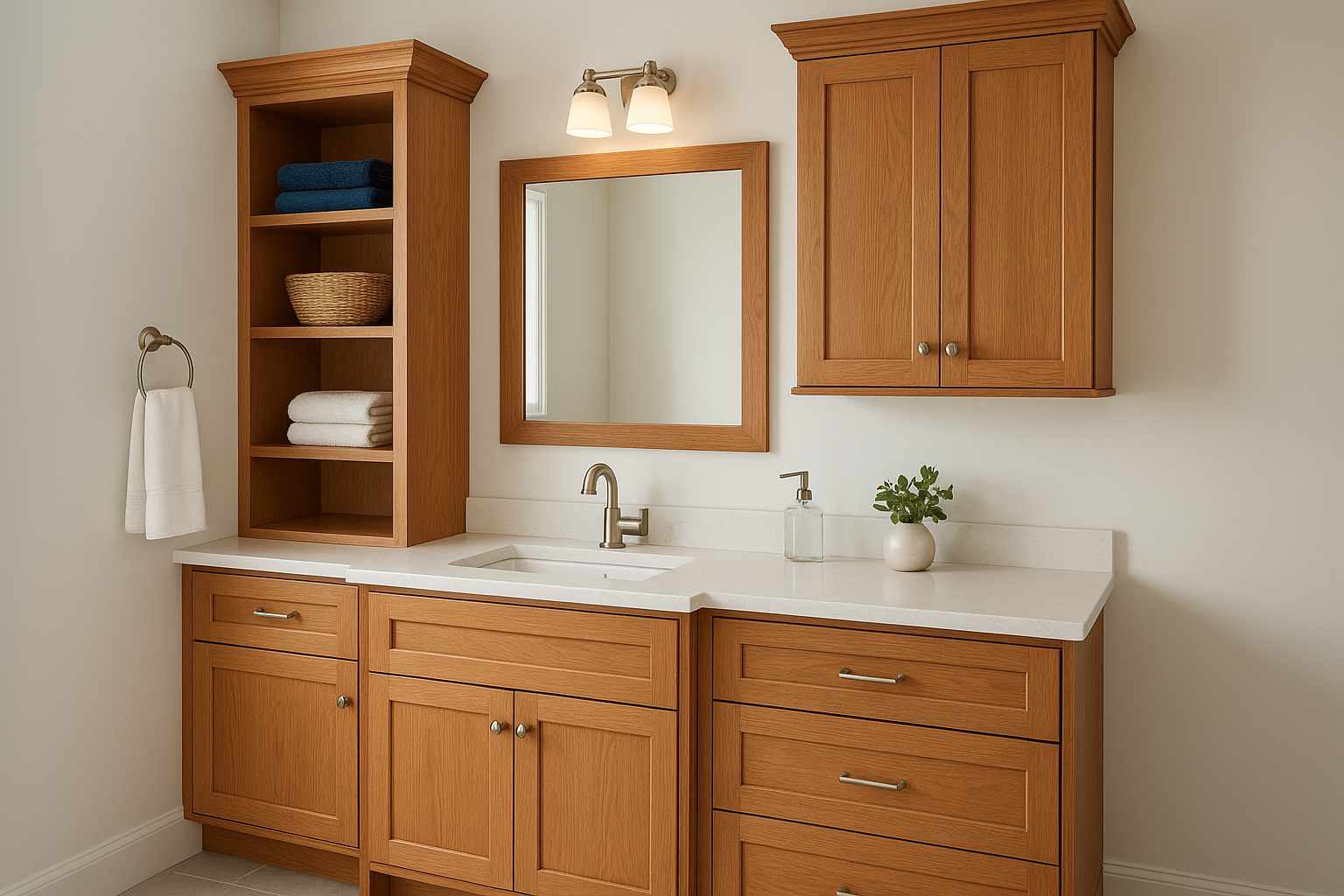 1. Custom built-in vanity and wall cabinetry