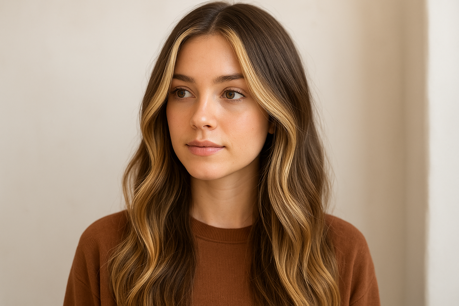 6. Bronde money piece highlights