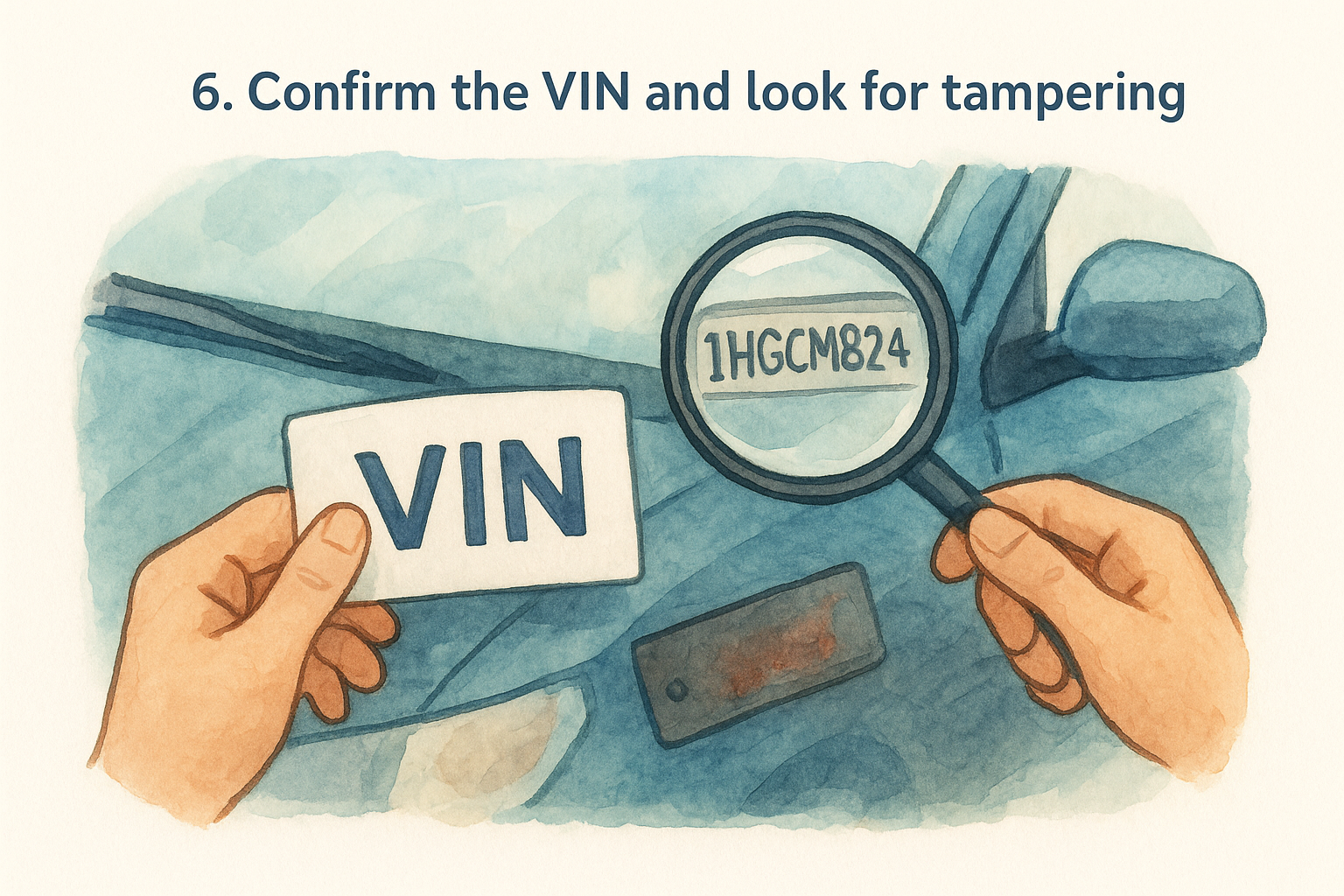 6. Confirm the VIN and look for tampering