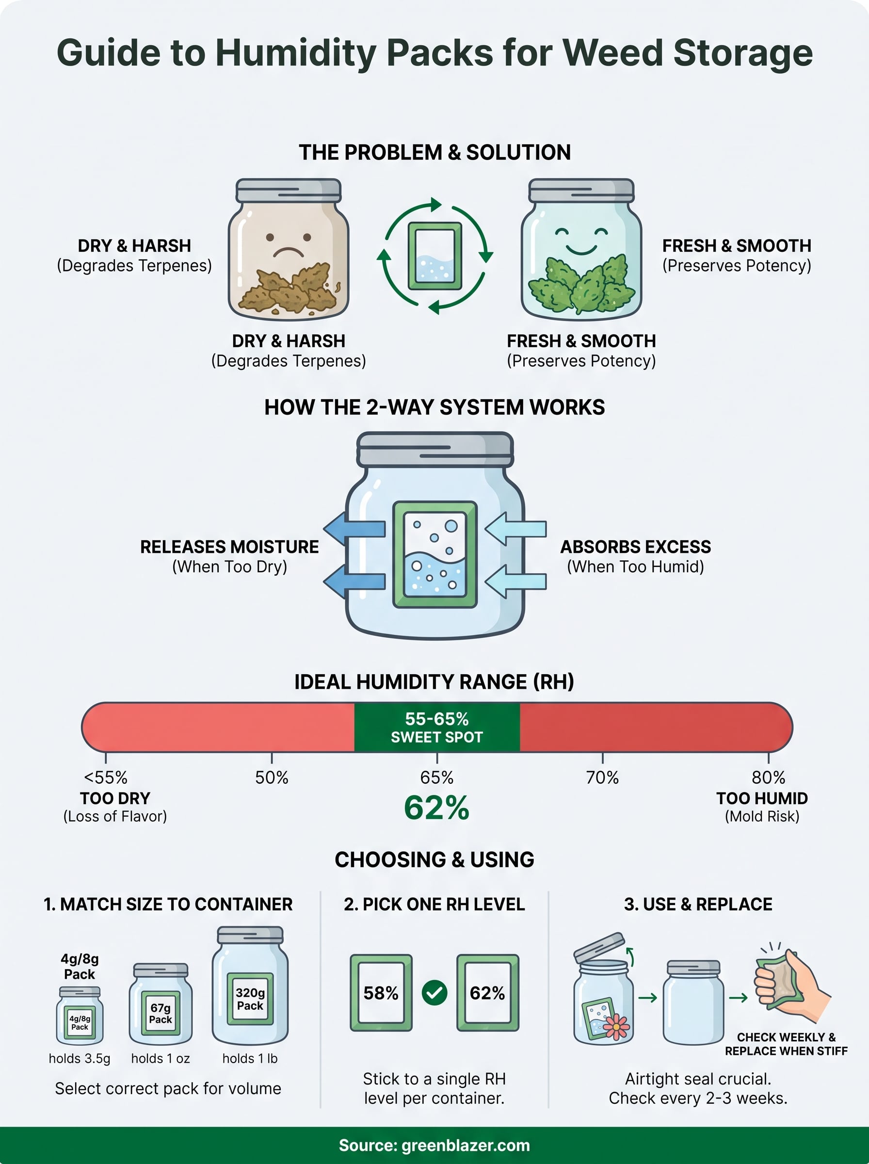 humidity packs for weed storage infographic