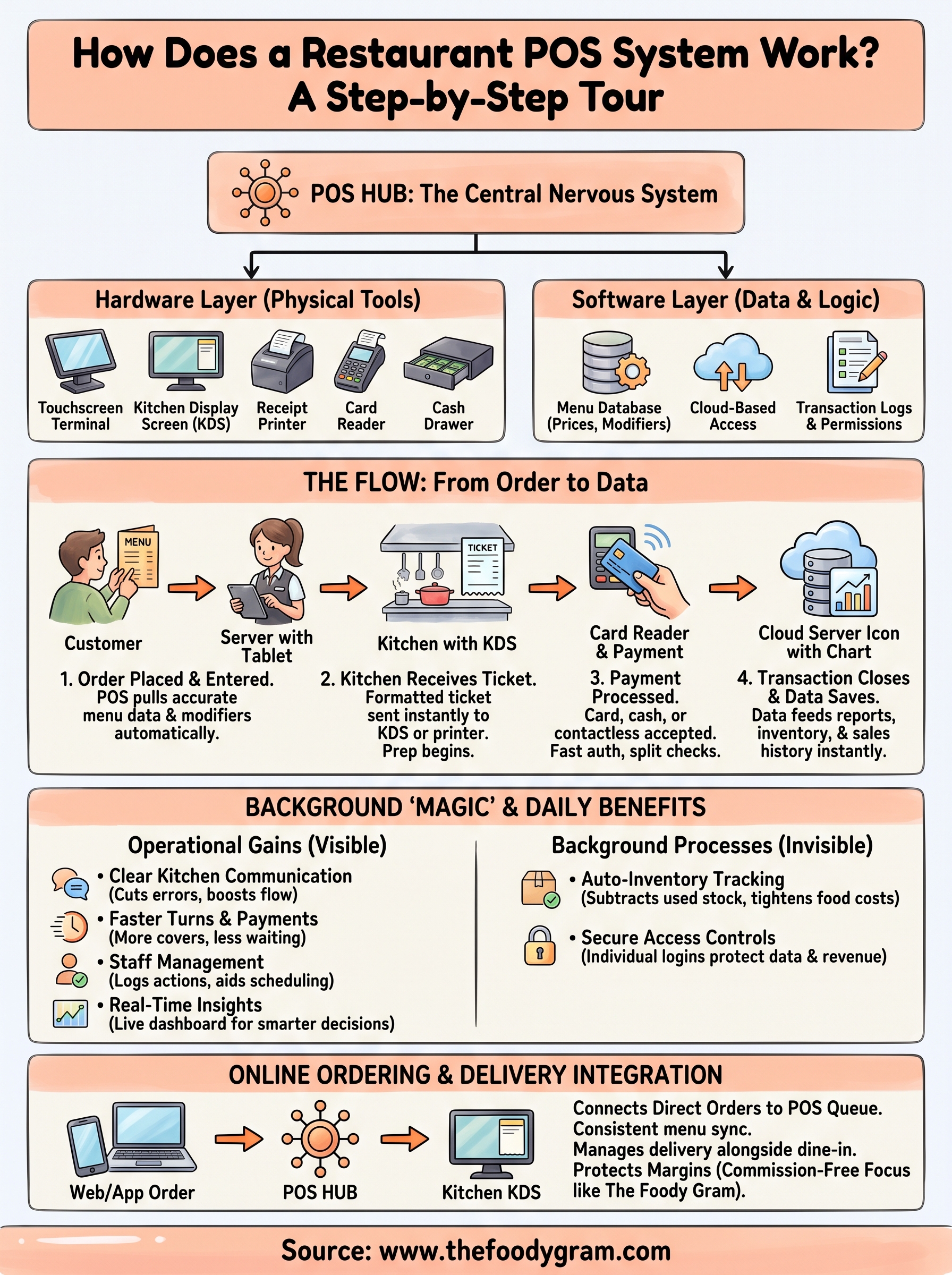 how does a restaurant pos system work infographic