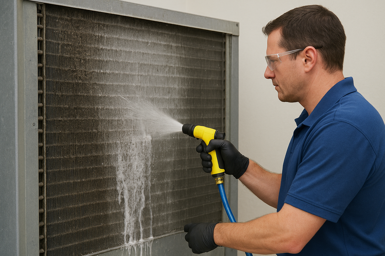 4. Coil cleaning system with low-pressure rinse