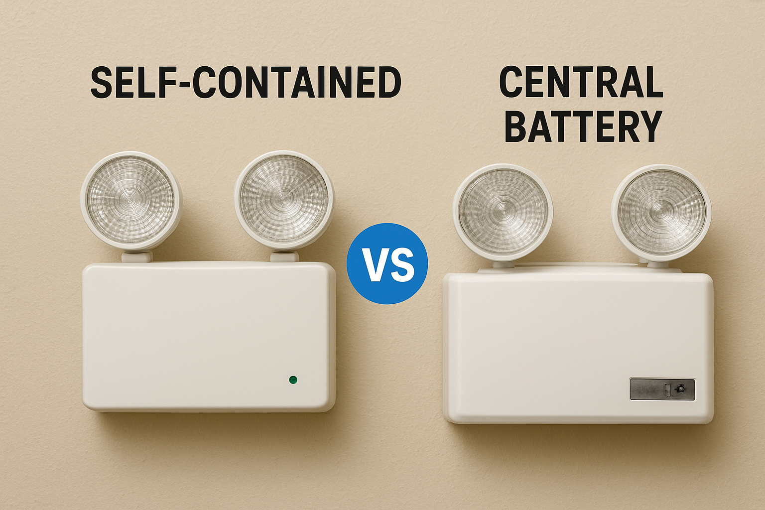 Self-contained vs central battery systems