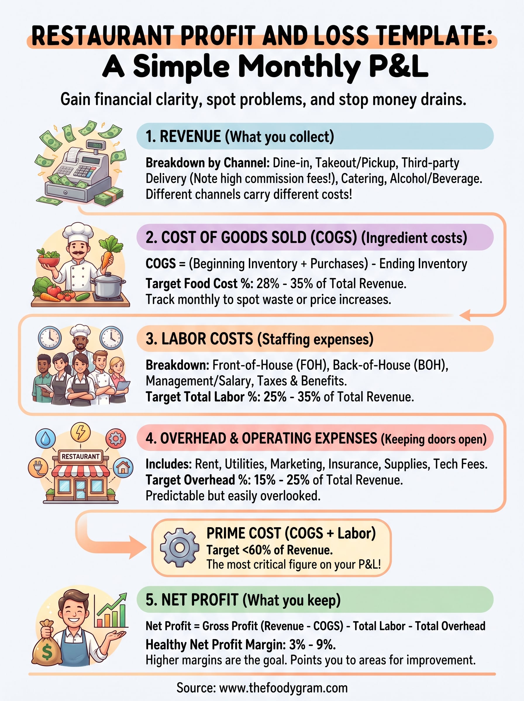 restaurant profit and loss template infographic