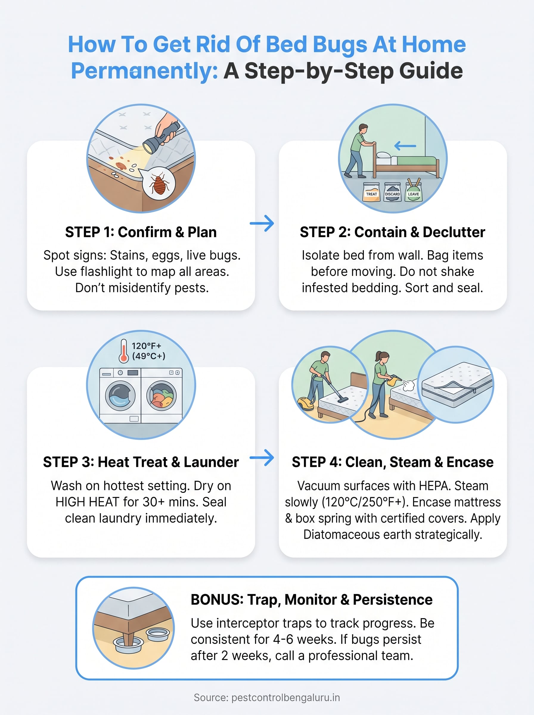 how to get rid of bed bugs at home infographic