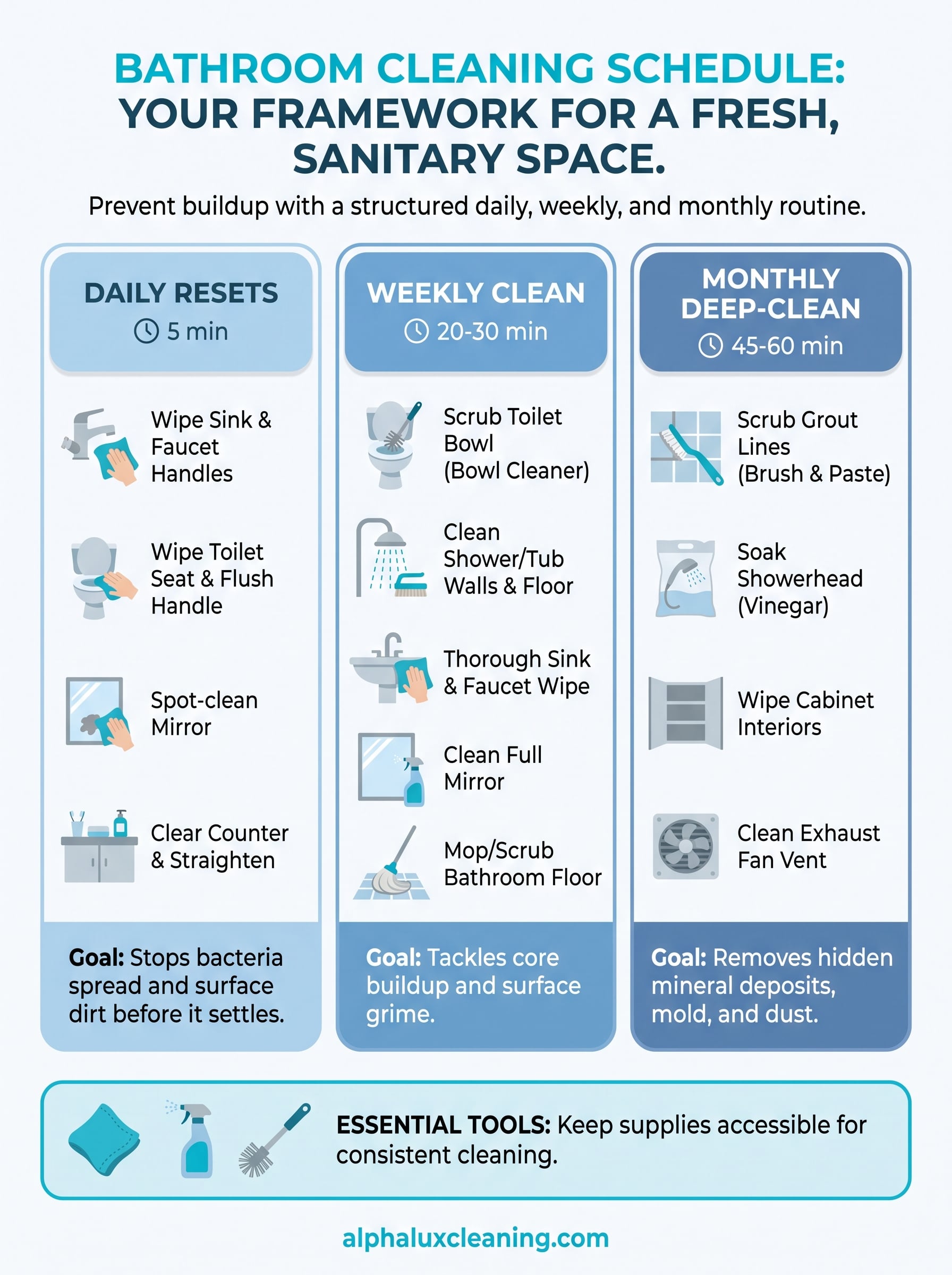 bathroom cleaning schedule infographic