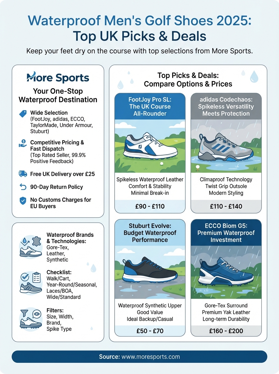 waterproof mens golf shoes infographic