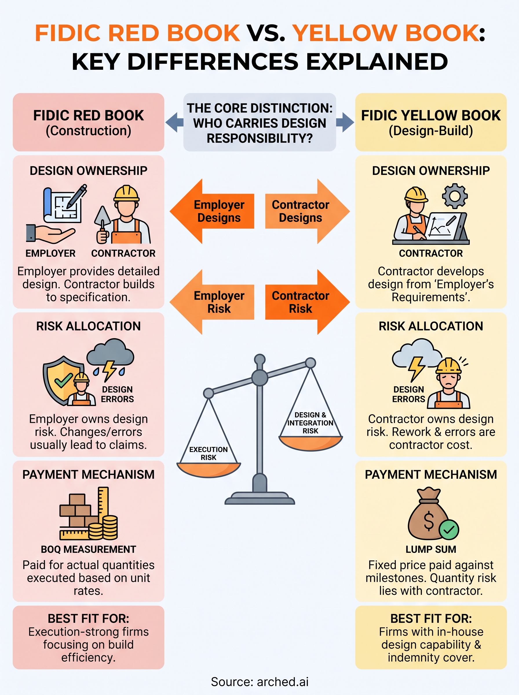 fidic red book vs yellow book infographic