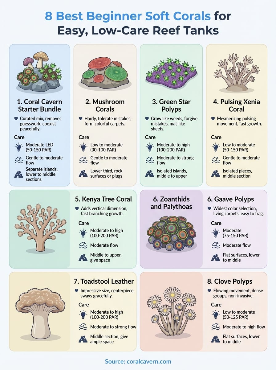 best beginner soft corals infographic