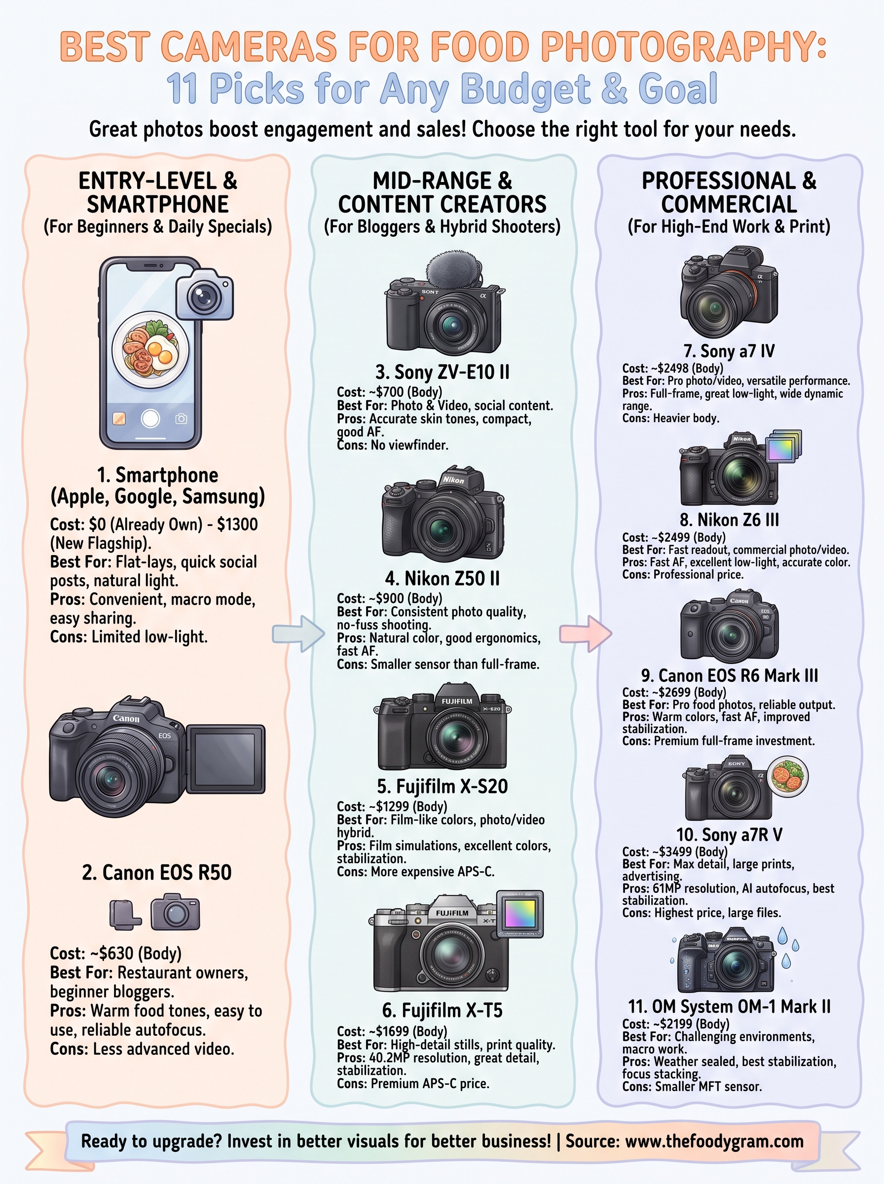 best camera for food photography infographic