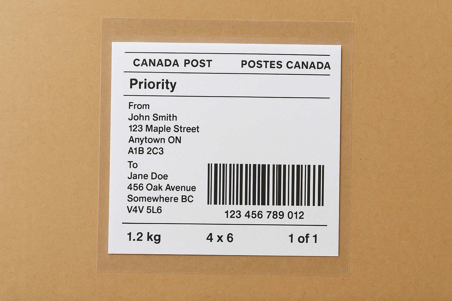 Label size and format requirements