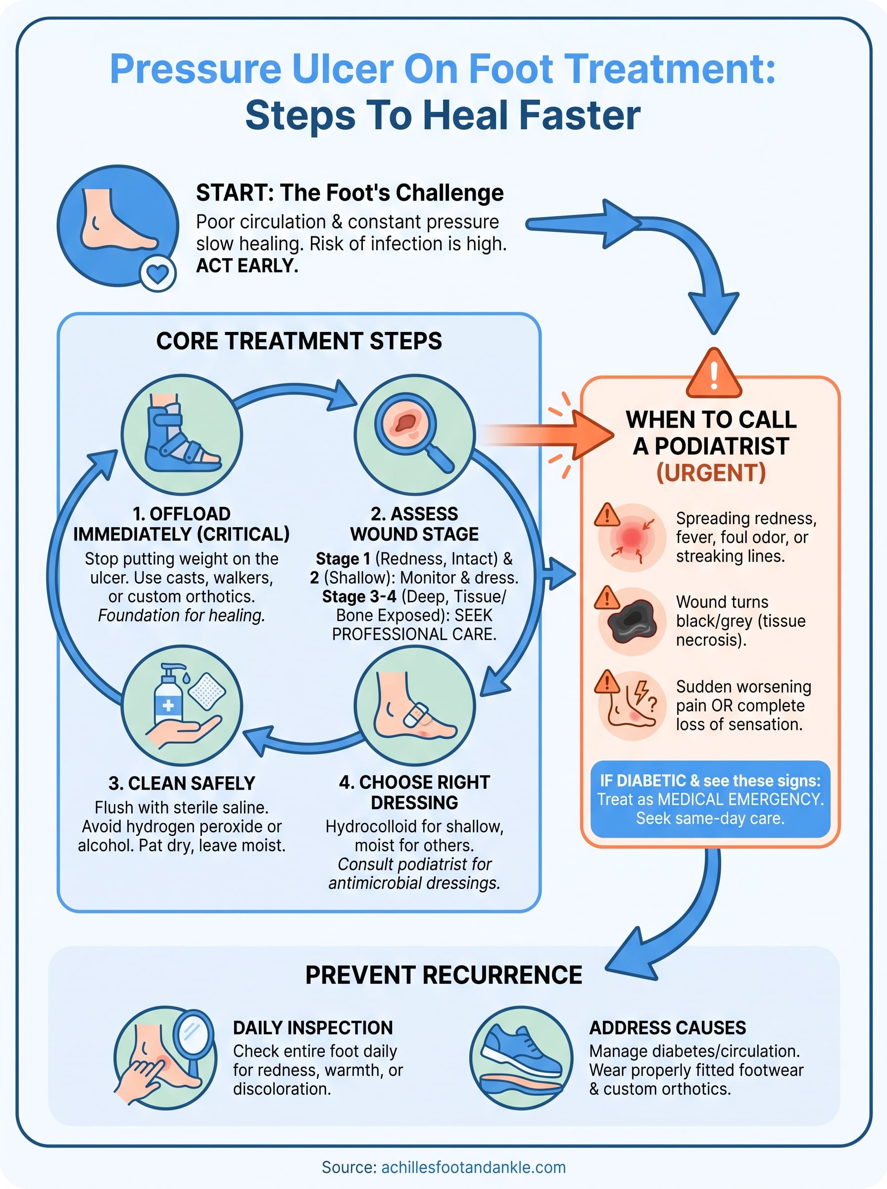 pressure ulcer on foot treatment infographic