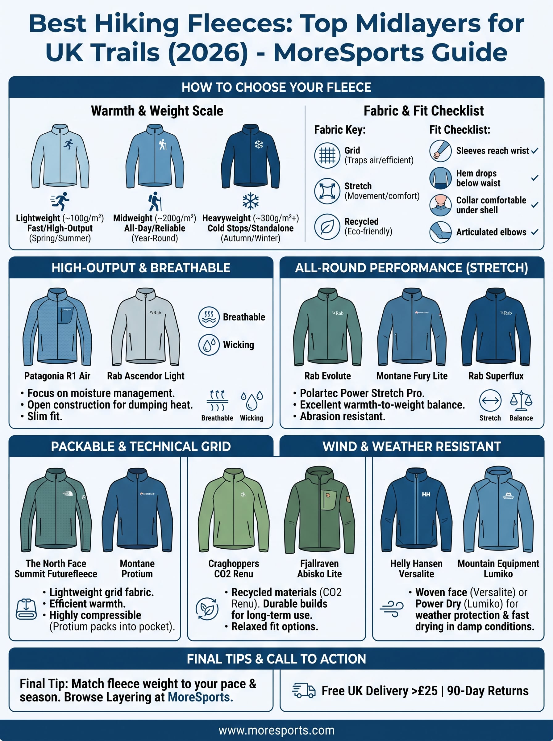 best hiking fleeces infographic